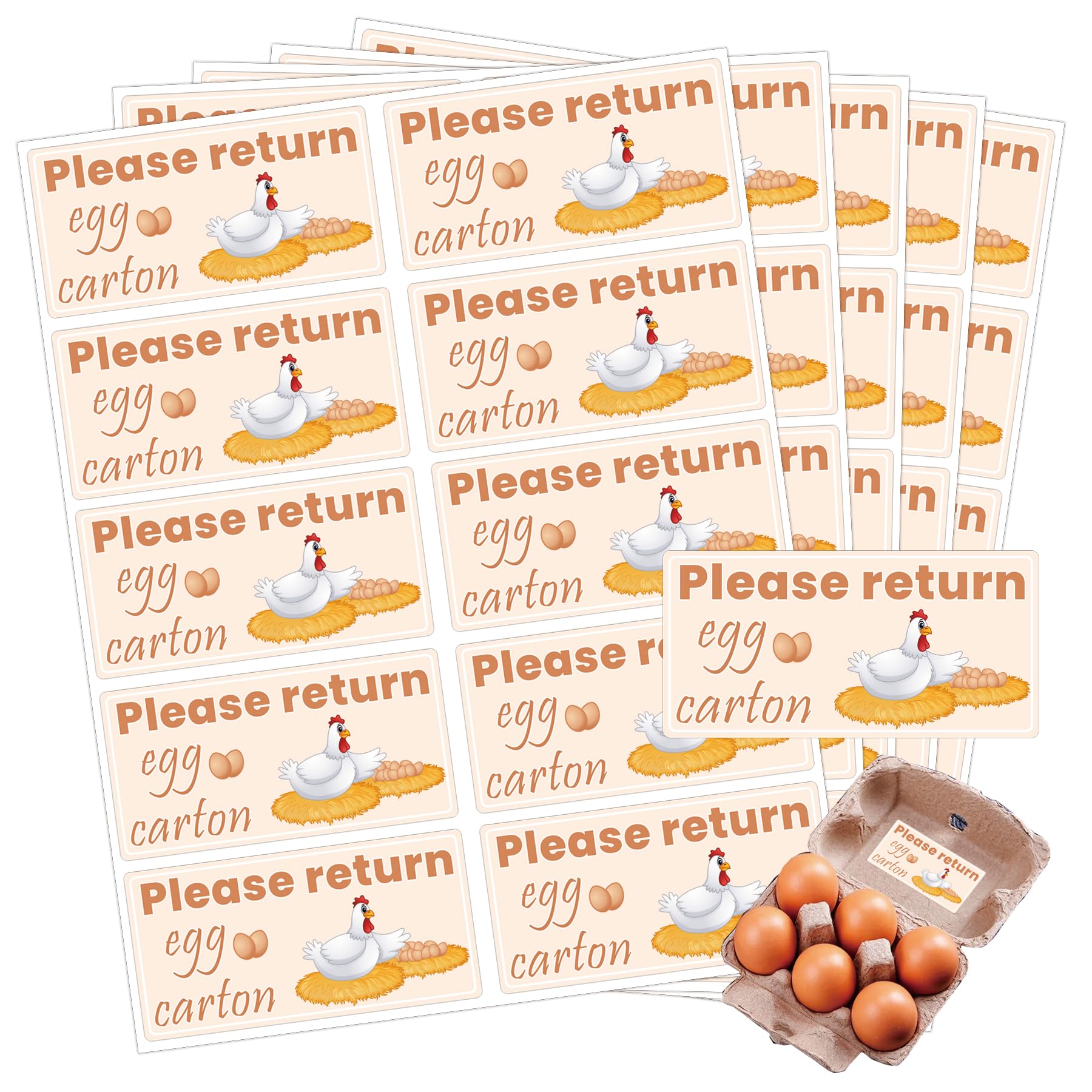 120Pcs Please Return Egg Carton Tags Stickers 1x2 Inch Chicken Duck Quail Egg Packaging Labels for Organizing, Identifying, Recycling, Stock