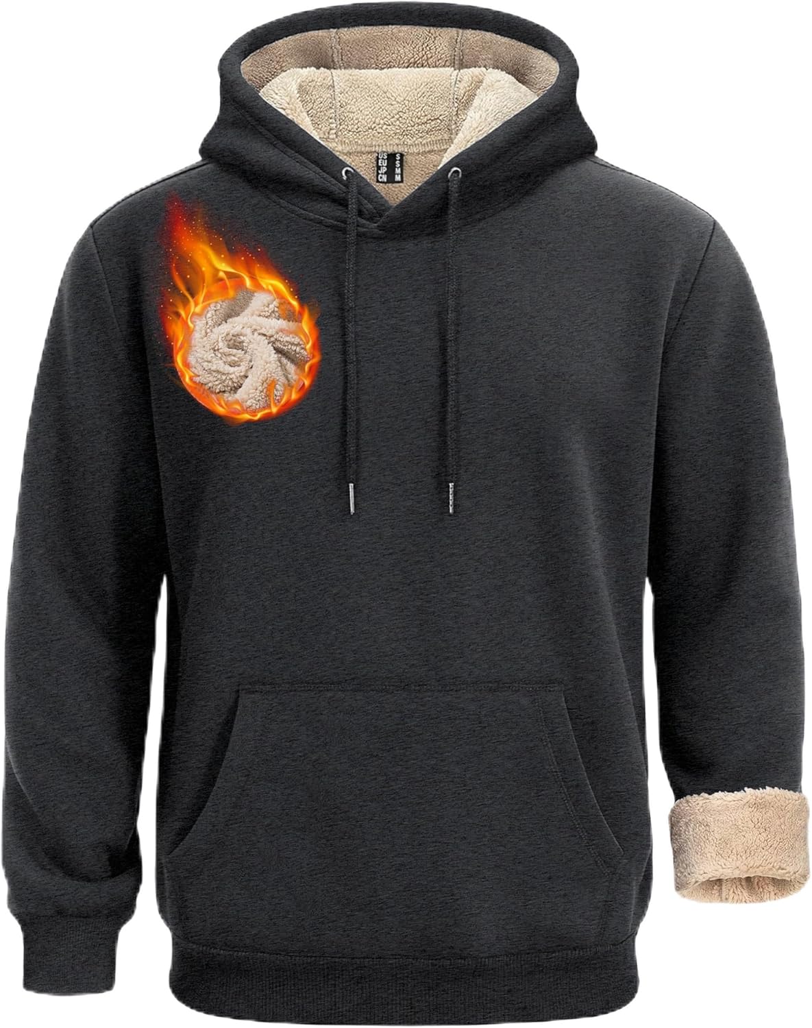 KEFITEVD Mens Hoodies Pullover Heavyweight Sherpa Hooded Sweatshirt Cotton Fleece Hoodies for Men with Kanga Pocket