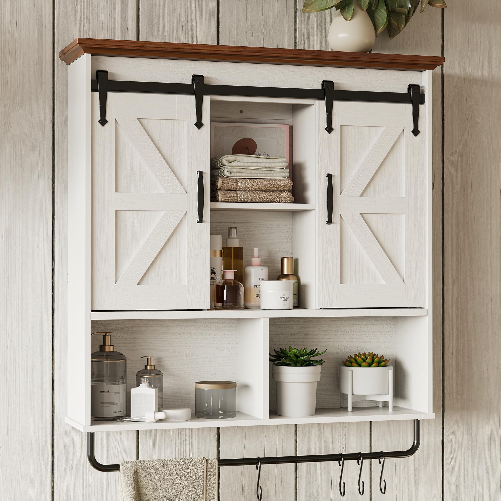 IRONCK Bathroom Wall Cabinet with Towel Bar