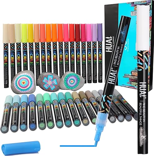 36 bolígrafos de pintura acrílica, punta fina de 0.039 pulgadas, controlados con válvula, impermeables y ecológicos, diseño de cola de molino de