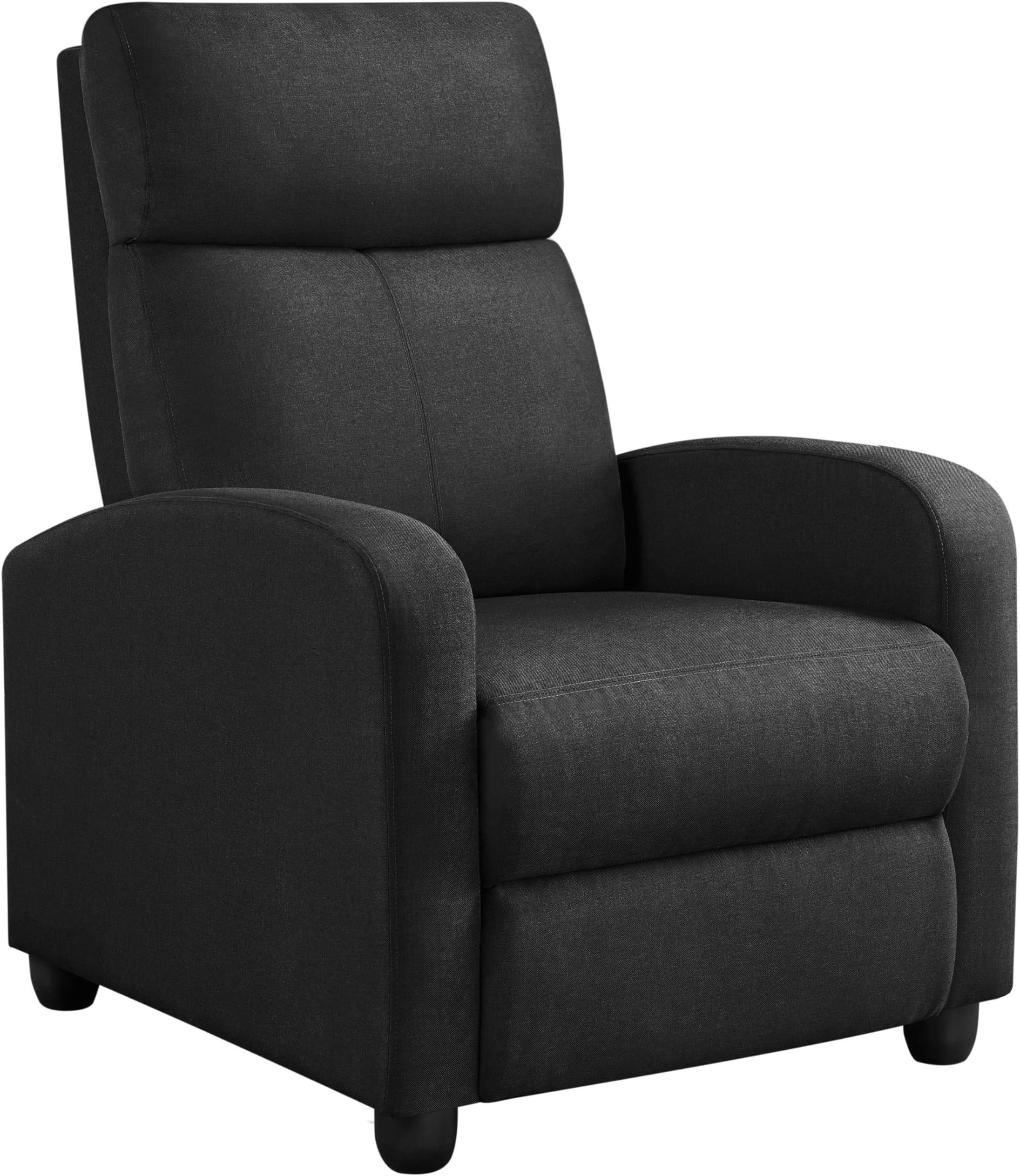 Yaheetech Fabric Recliner Chair Sofa Ergonomic Adjustable Single Sofa with Thicker Seat Cushion Modern Home Theater Seating for Living Room Matte Black