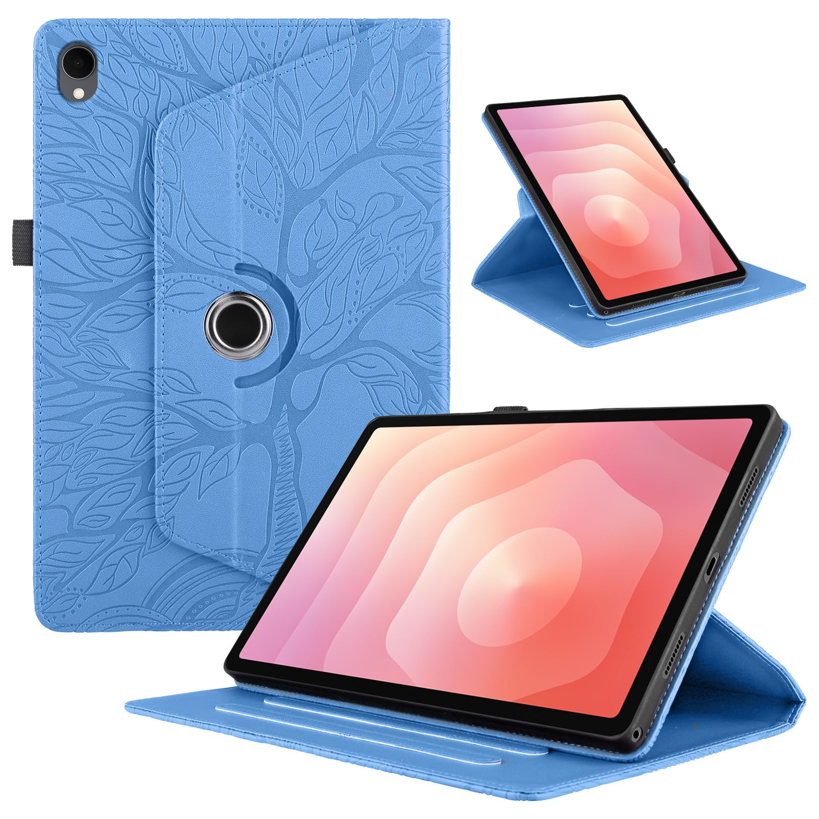 Funda para Samsung Galaxy Tab S9/ S8/ S7 11" (SM-X710/X700/T870) PU Cuero Tablets Protectora Cover 360°Carcasa Giratoria de ángulo Múltiple Stand Función Tablets Funda,Rojo Árboles — view 171