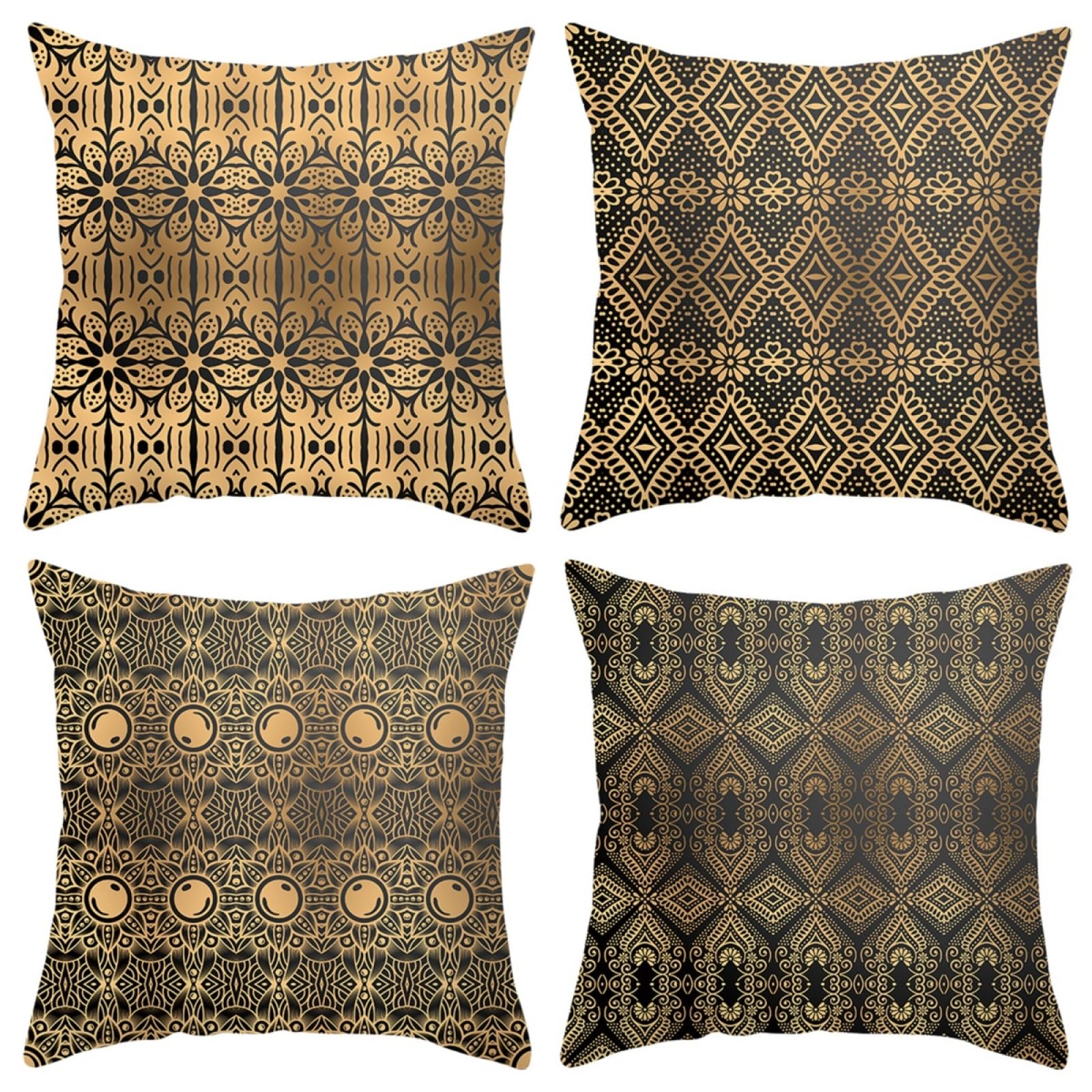 Fundas Cojines Sofa Oro Negro Cushion Covers Funda Cojin 80x80/4 Pcs