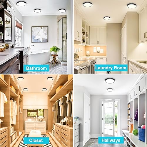 Miniatura 7 de libtit Lámpara de techo negra de montaje empotrado, 15 W, 1500 lm, lámpara LED plana delgada para techo, 3000K-4000K-6500K y lámpara de techo