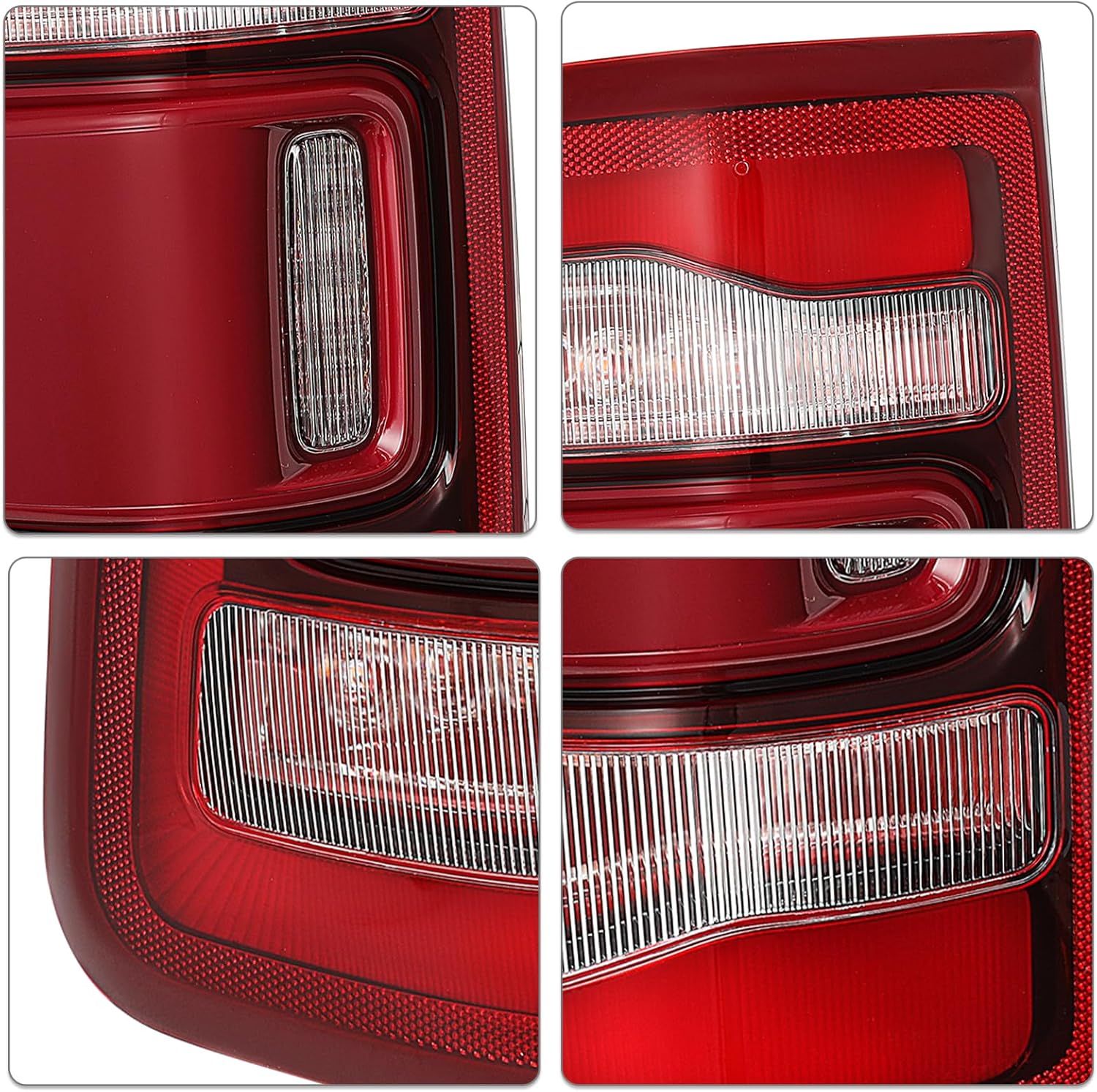 SOCKIR Tail Light Assembly LED Without Blind Spot Type Compatible With 2019-2024 Dodge Ram 1500, Rear Brake Light Tail Lamps Replacement Red Chrome Interior LED Brake Lamp Left Driver Side