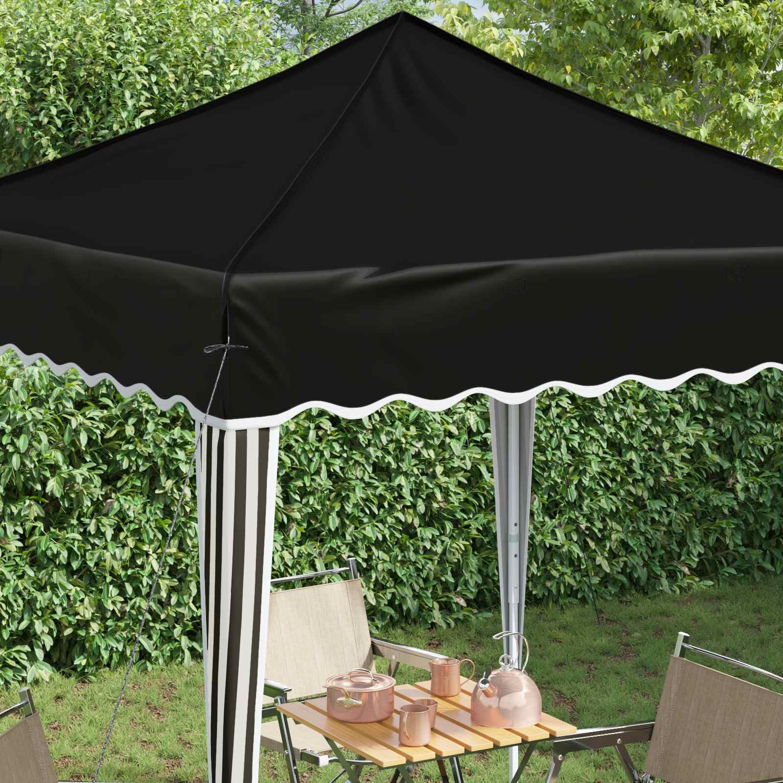 Namiot imprezowy Pop-up, czarny, z tkaniny Oxford, 195 x 195 x 245 cm, odporny na warunki atmosferyczne, z ochroną UV i stabilną metalową ramą, idealny do ogrodu, na kemping, wesele