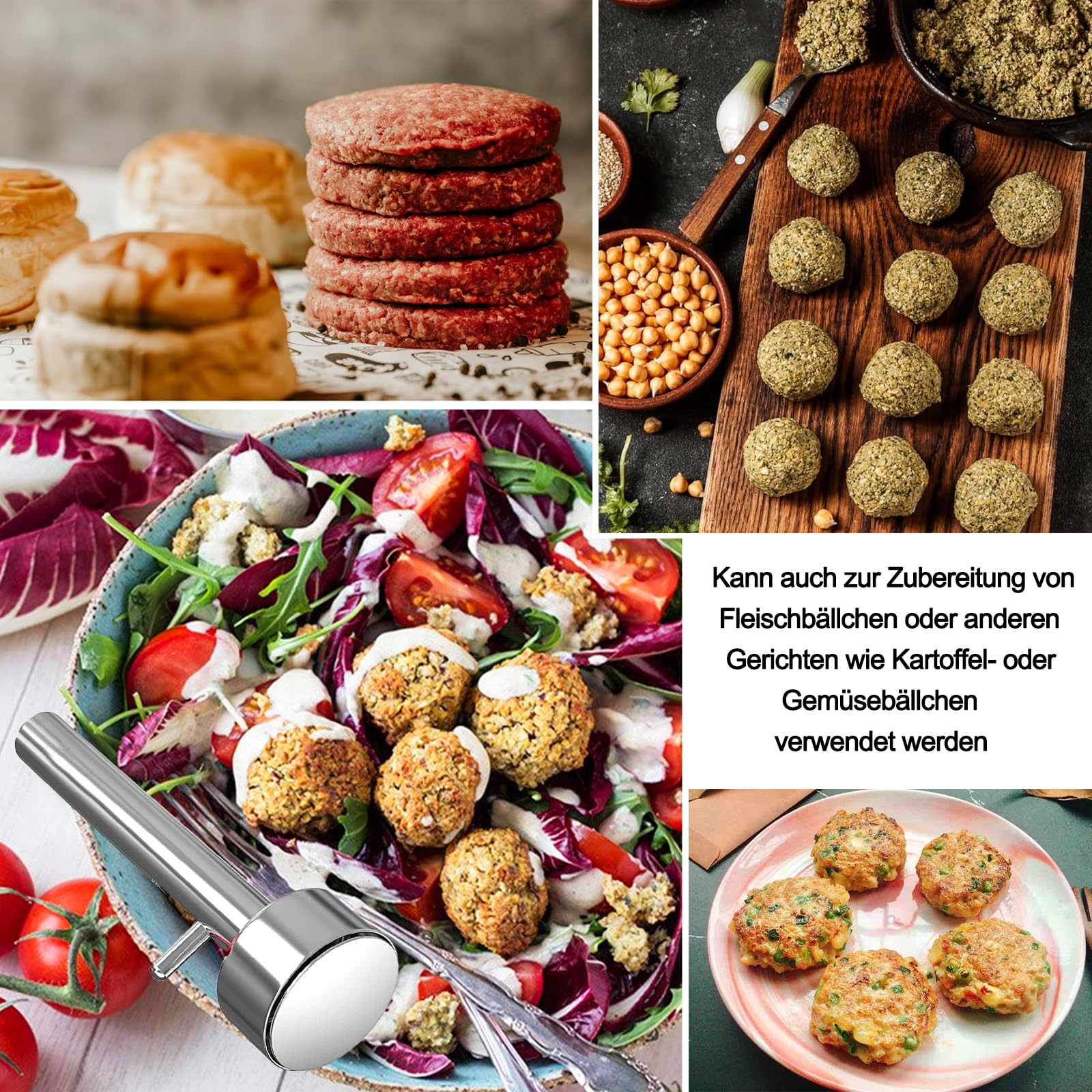 Falafel urządzenie do porcjowania, 4 cm, łopatka do falafelu, miarka do porcjowania falafelu, szufla falafel, stal nierdzewna, nieklejące się narzędzie do balera, do kuchni, domu i restauracji