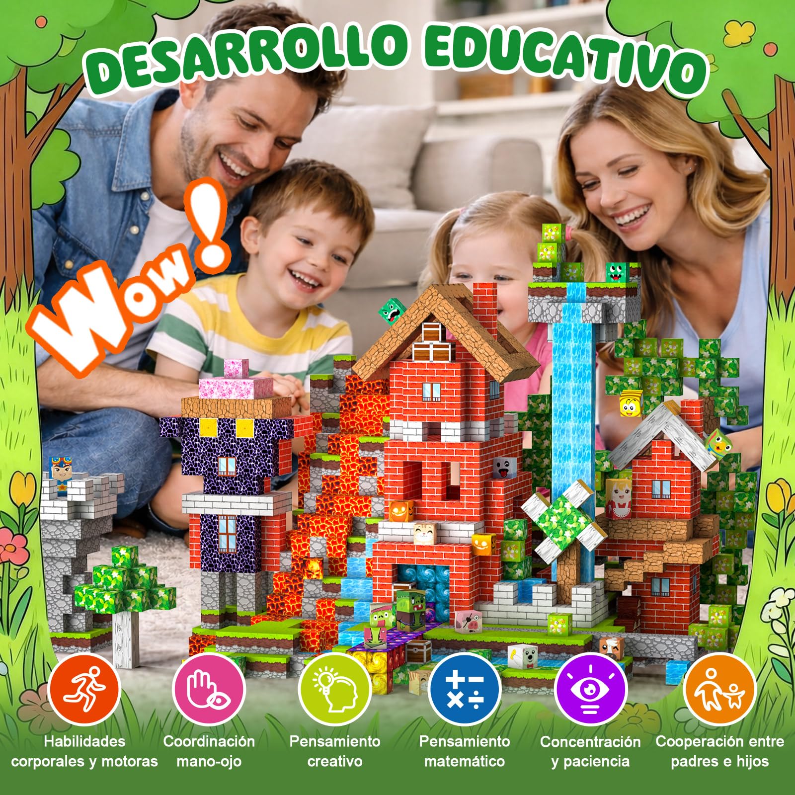 Bloques Magneticos Construccion Niños 220 Piezas 2CM 3+ Magneticas, Juego Magnetic Blocks Tiles Construcción, Juguetes Montessori para Niños 4 5 6 7 8 9 10 11 12 Regalos de Cumpleaños para Niñas