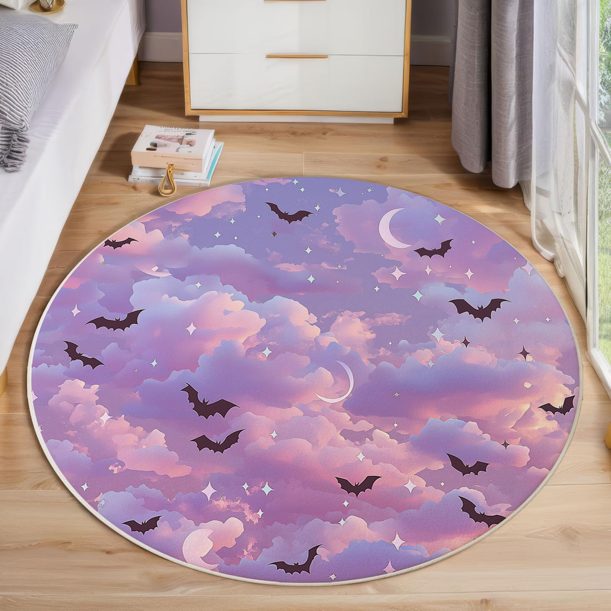 Tapis rond ciel étoilé facile à nettoyer pour sécuriser le sol de la chambre de bébé