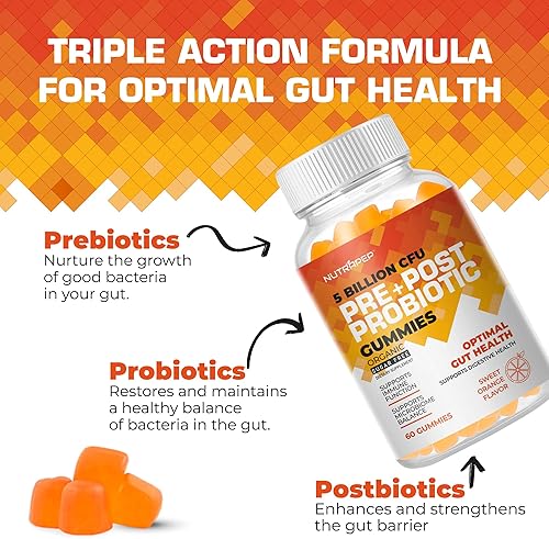 Miniatura 2 de NutraPep Gomitas probióticas y posbióticas orgánicas prebióticas para mujeres, hombres y niños - Alta potencia 5 mil millones de UFC - Sin azúcar y