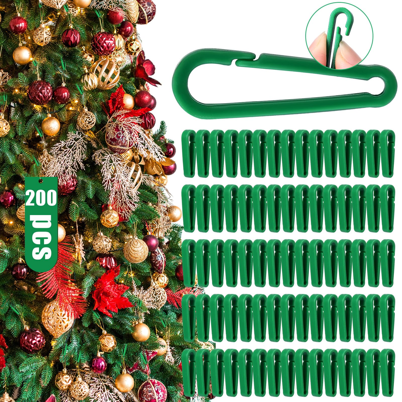 Wonderjune 200 Pcs Christmas Mini Plastic Ornament Hooks