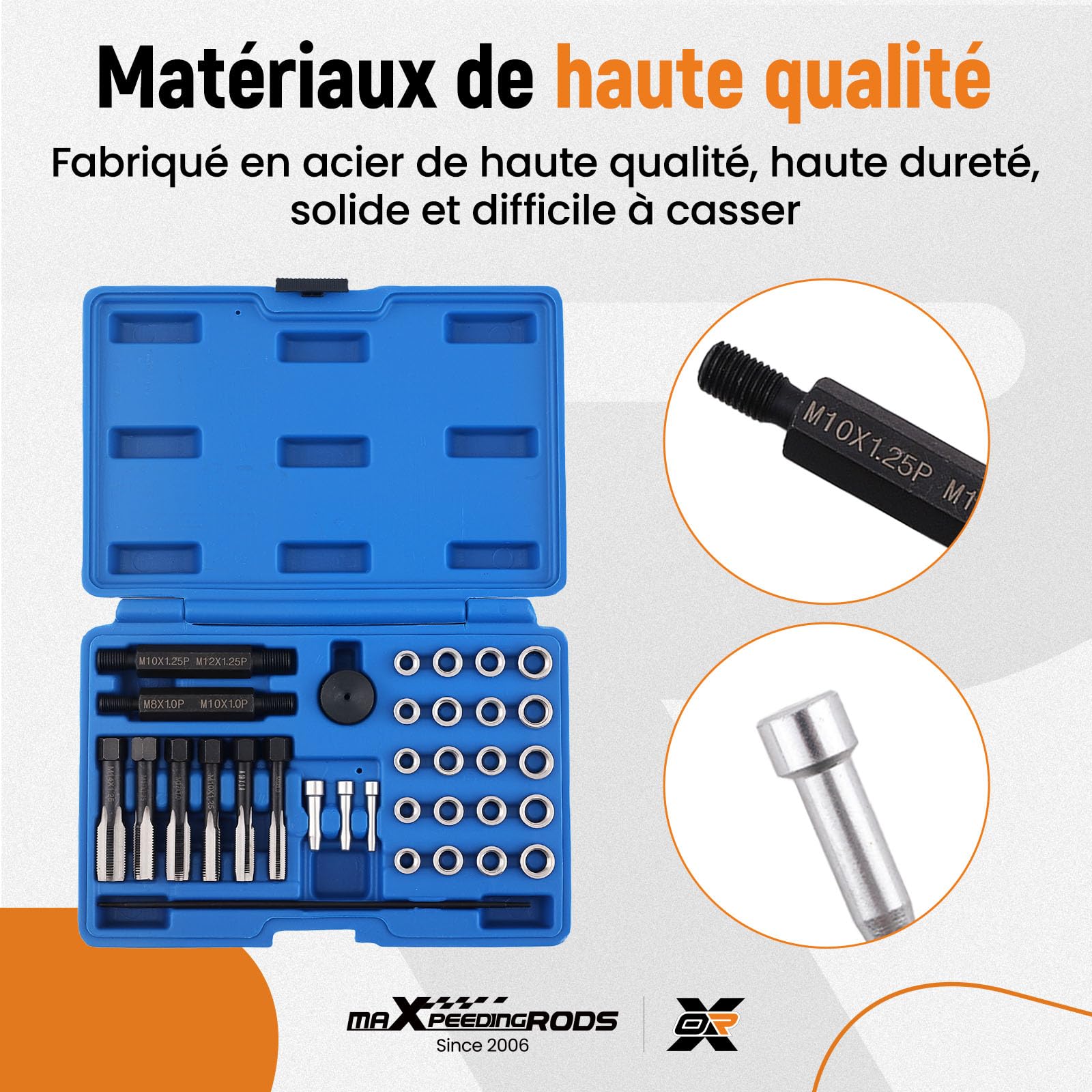 maXpeedingrods Kit de réparation de filetage de culasse de 33 pièces M8-M14