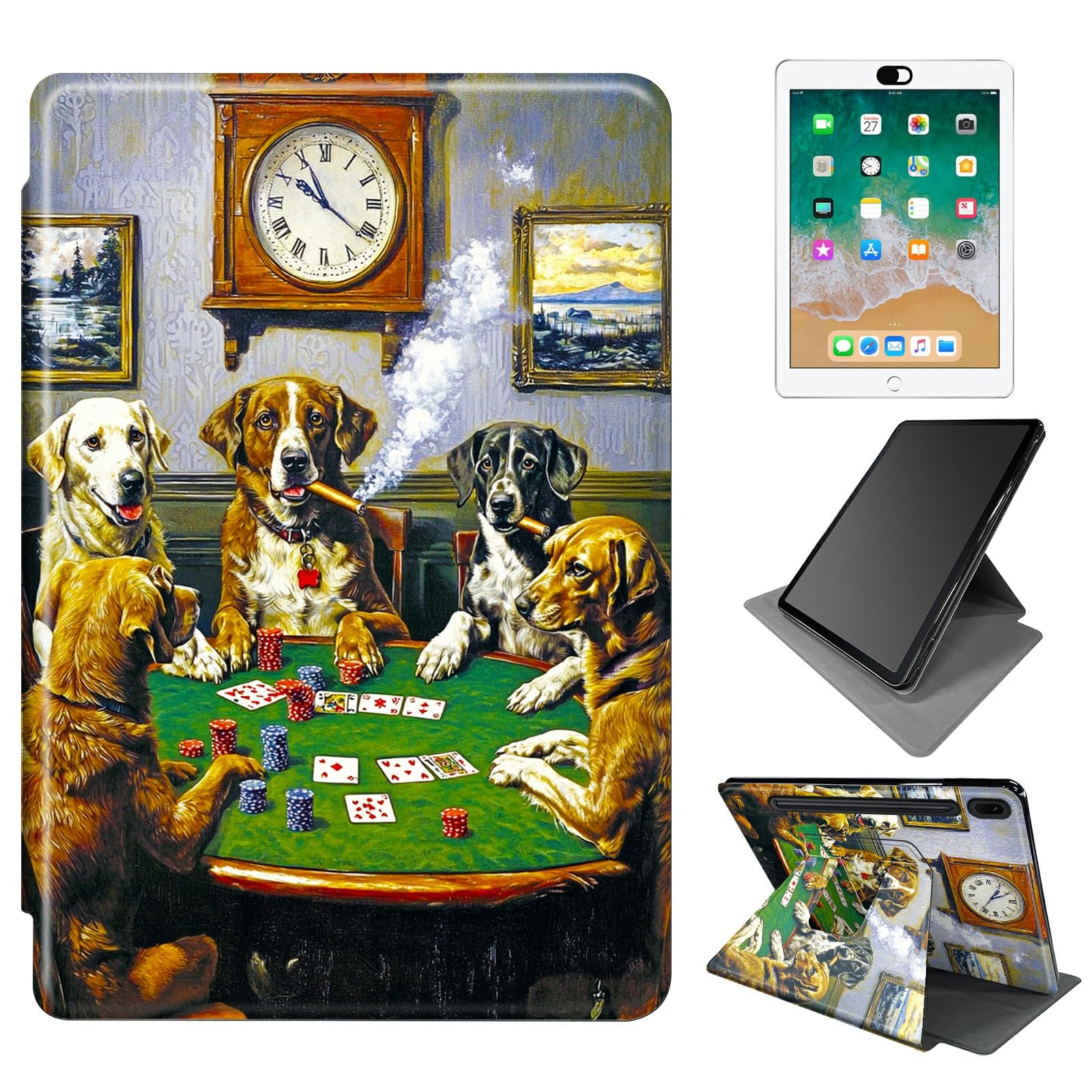 for Samsung Galaxy Tab S10 Plus/Galaxy S9 FE Plus/Galaxy S9 Plus 5G 12.4" Tablet Case with 2 * Camera Cover, 360 Degree Rotating Adjustable Stand Smart Case, Smoking Kool-Aid