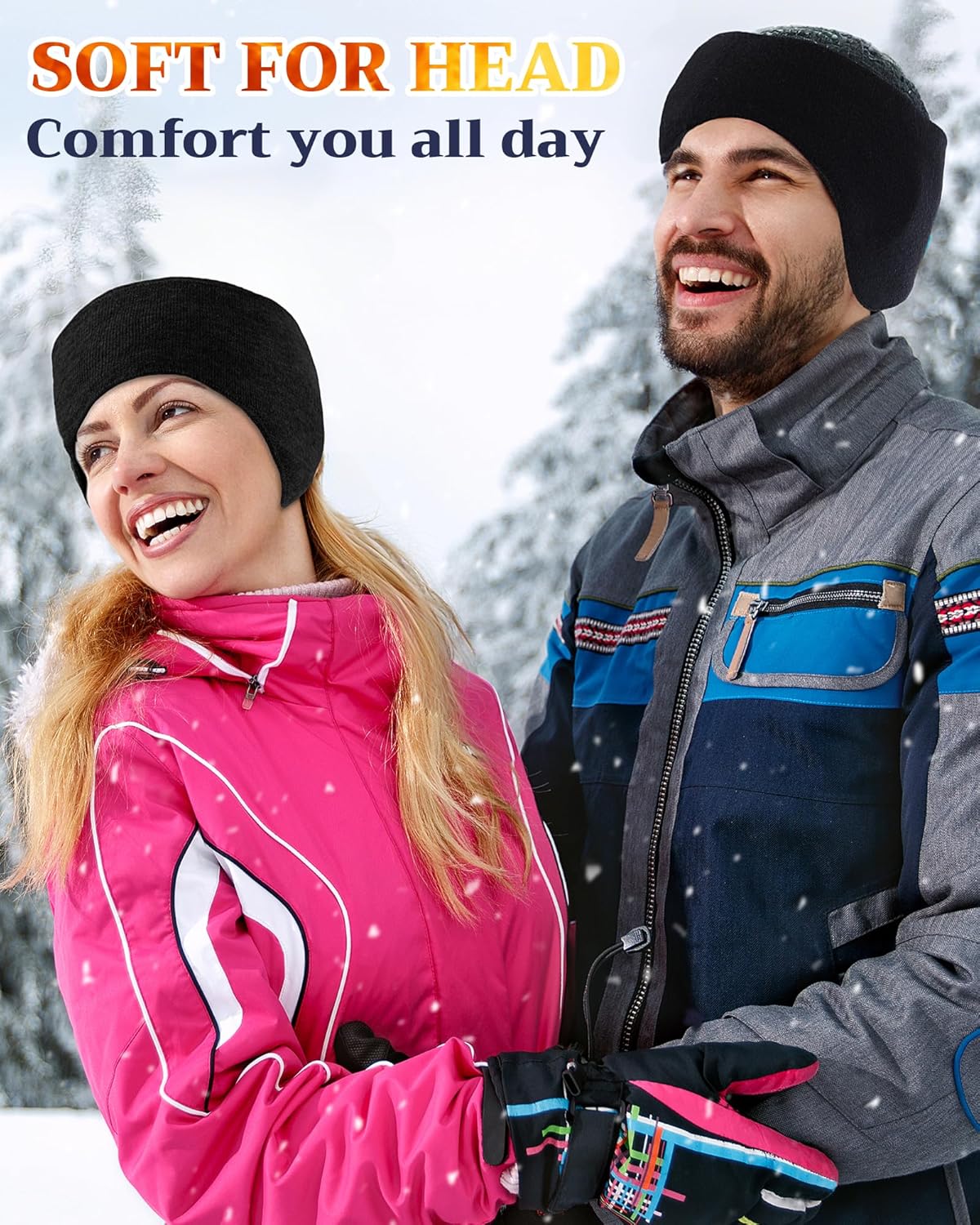 JenPen 3 Pcs Double-layer Ear Muffs for Winter Ear Warmers Headband for Men Women Knit Fuzzy Lined for Adult Running Cycling Ski - Image 5