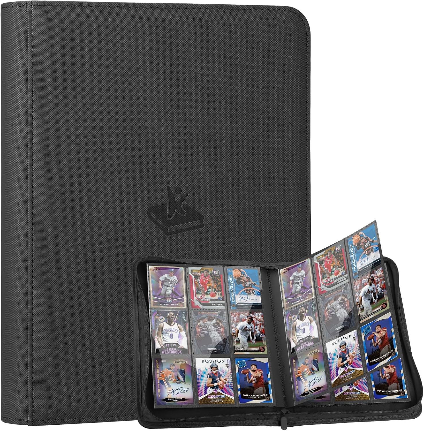 Trading Card Binder 9 Pocket, 360 Pockets Double-Sided Card Album, Premium PU Leather Zipper Card Holder for MTG, TCG, Sports & Game Cards, Must-Have for Collectors（Black）