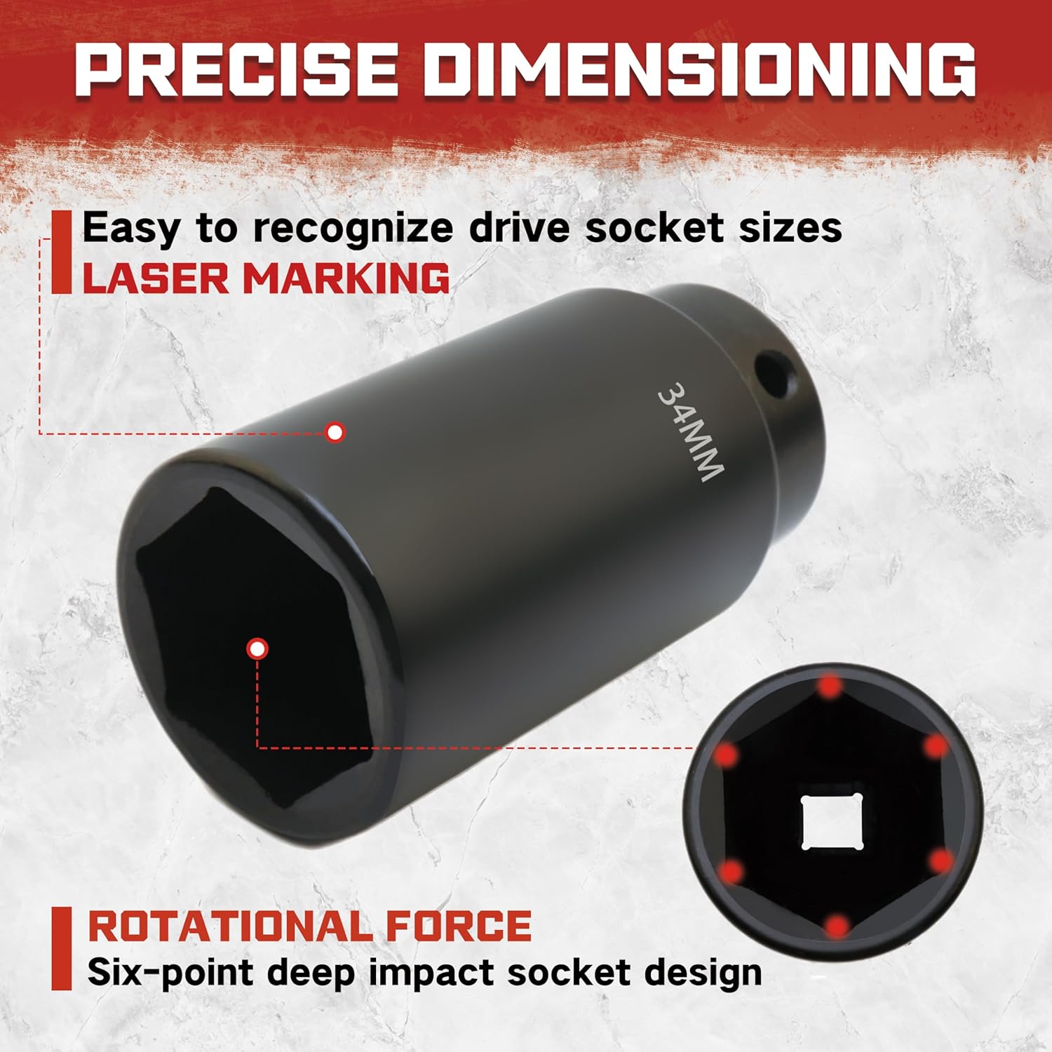 7Pcs Axle Nut Socket Set, 6-Point Metric 1/2 Impact Socket Set, 29mm to 38mm, 1/2” Drive Deep Spindle Axle Nut Impact Socket Set with Storage Case, Cr-Mo