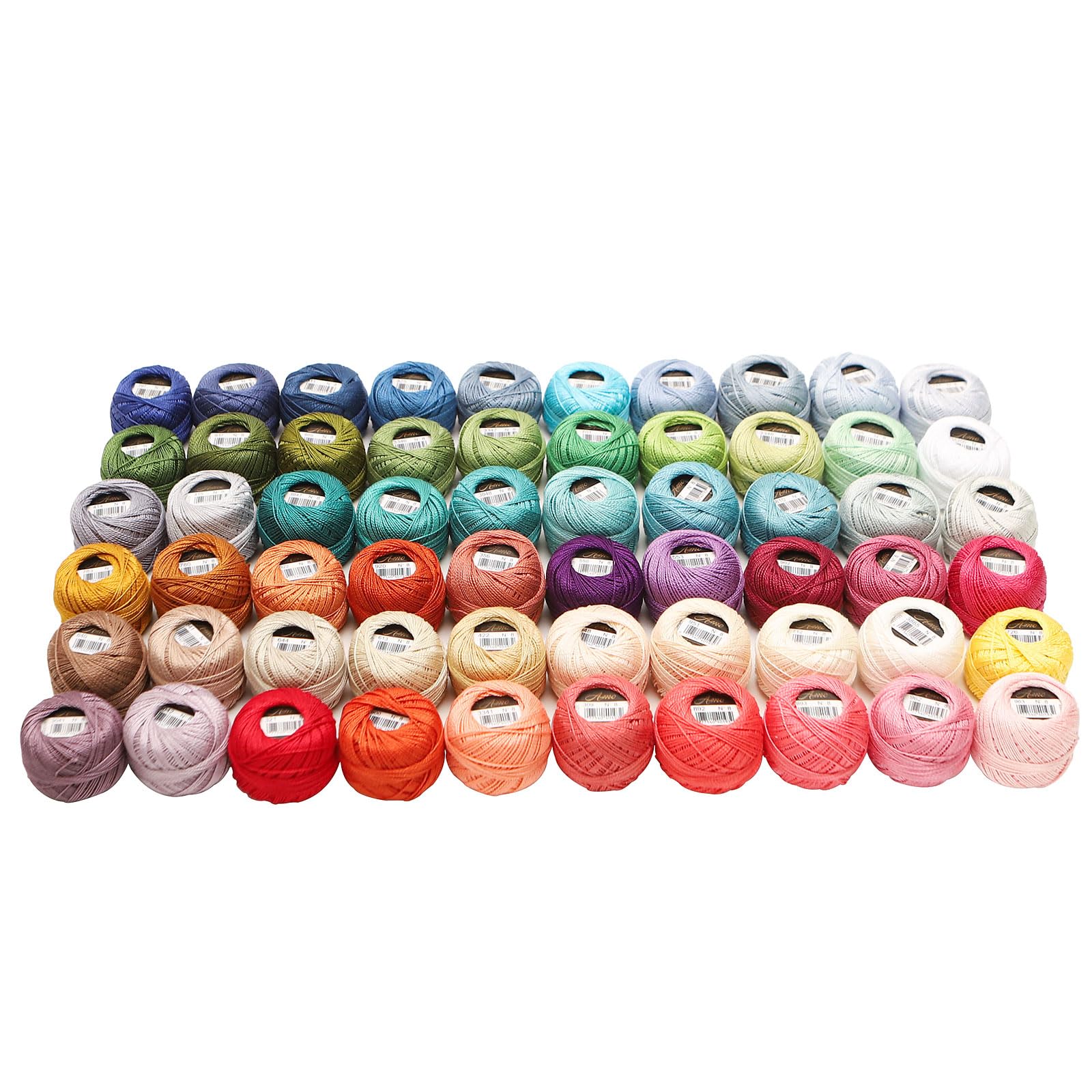 Set mit 60 Farben, Größe 8, Baumwolle, Perlgarn, Häkeln, Stickerei, Basteln, Tatting-Applikation, 5 g, 40 Meter pro Knäuel, 4 Sets erhältlich (60 Farben Set D)