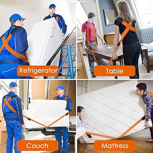 Miniatura 2 de Correas móviles ajustables, correas de elevación móviles para 2 vehículos, sistema de elevación de hombros para mover muebles, electrodomésticos,