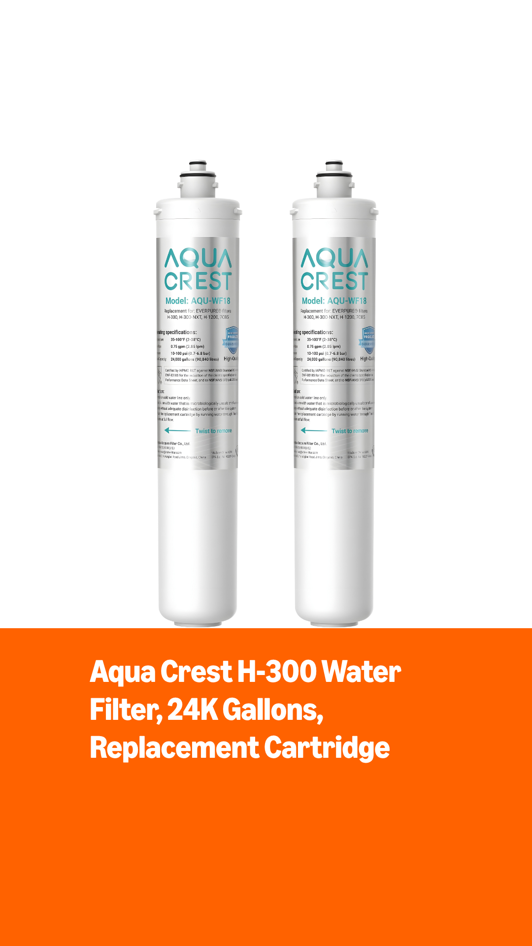 Amazon.com: AQUA CREST H-300 Under Sink Water Filter, Replacement