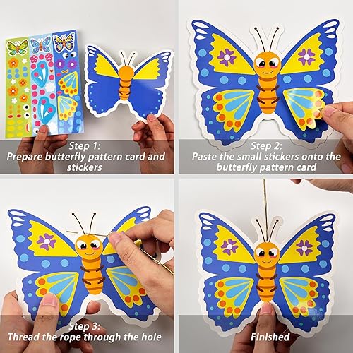 Miniatura 4 de Kepeel 36 paquetes de mariposas de primavera para niños, kits de manualidades de primavera para hacer tu propia mariposa, juego de manualidades de