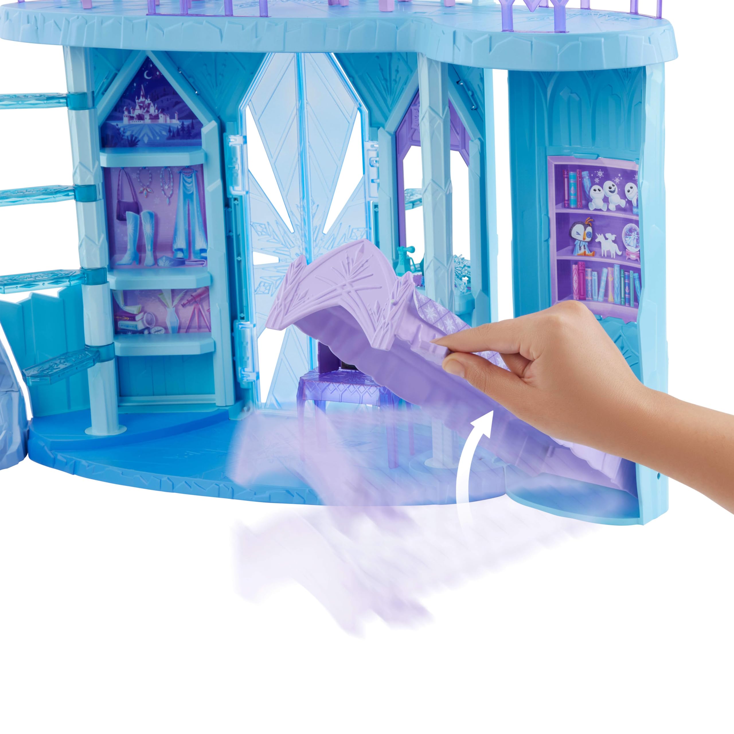 Mattel Disney „Die Eiskönigin ELSA Eispalast Spielset, 76 cm hoch | Olaf-Figur, 5 Spielbereiche, 21 Zubehörteile, 360° Spielspaß, Elsas Eispalast inspiriert von Disney „Die Eiskönigin", JGG41