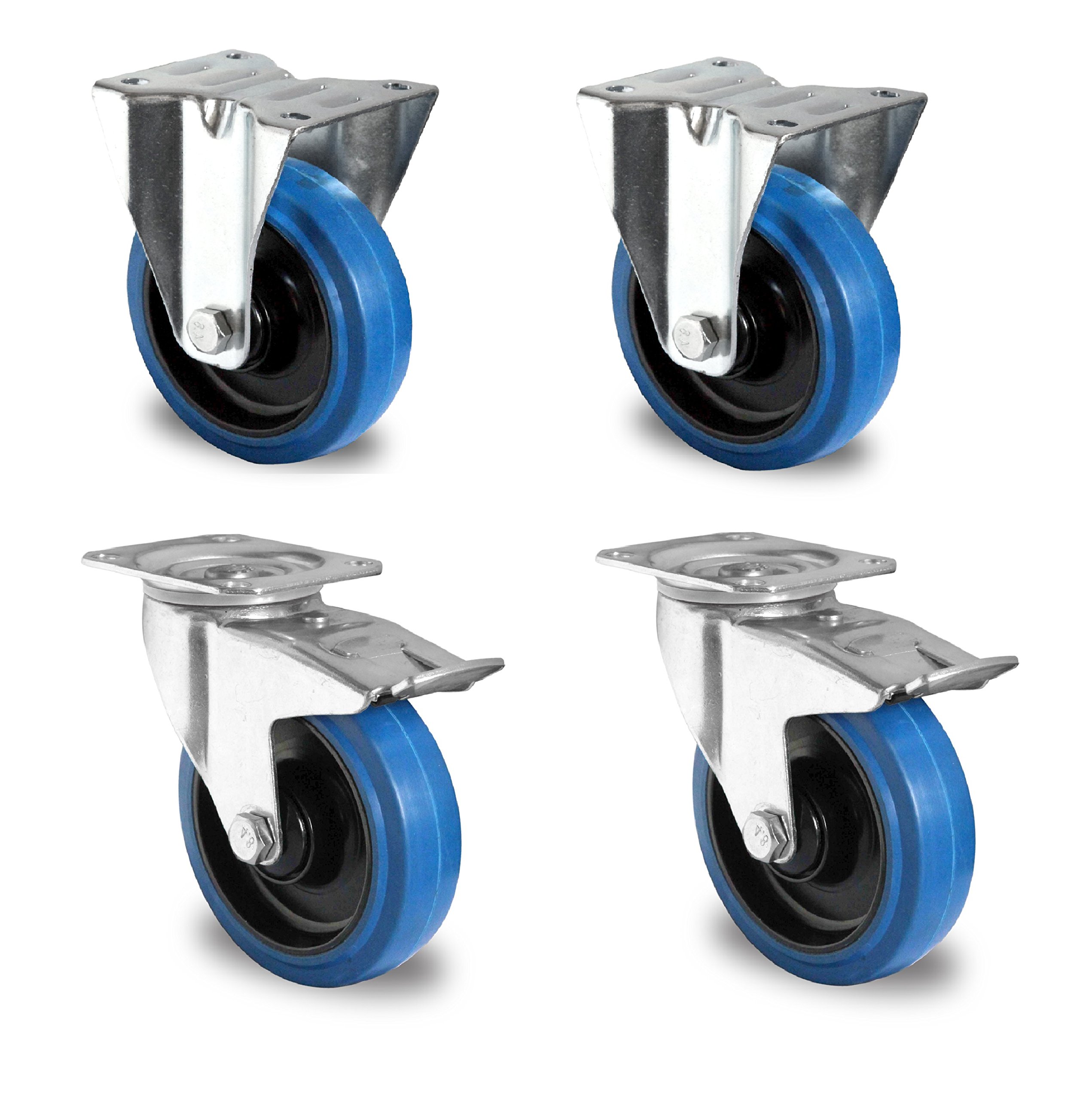 1 Satz Blue Wheels Lenkrollen 200mm 400kg/Rolle NEU Bock/FS