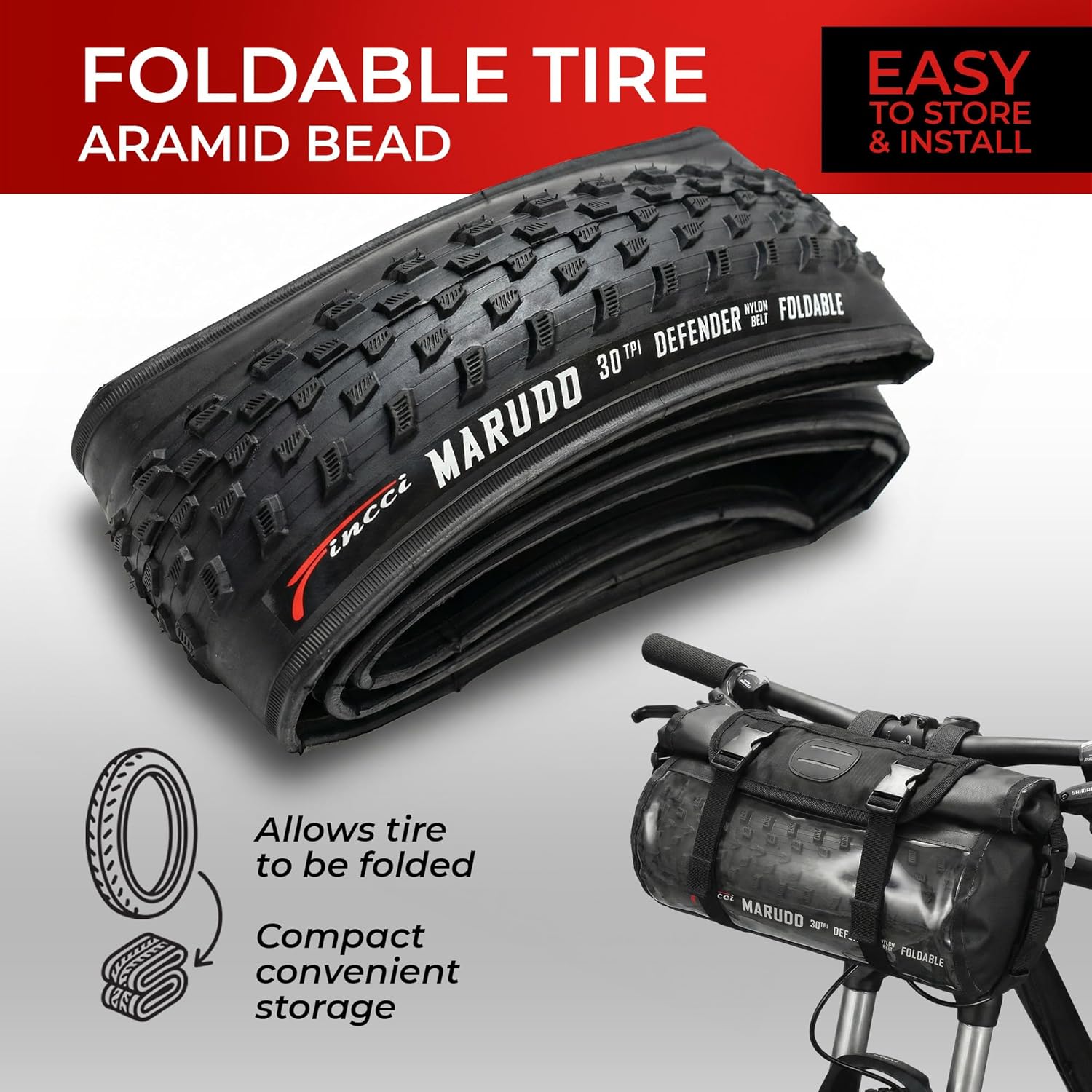 Fincci MTB 29 x 2.10 Mountain Bike Tires - 2er Foldable Kevlar MTB Tires 29, 52-622 with 1mm Puncture Resistant - Marudo 29 inch Bike tire for Folding, Hybrid, Road bikes - 29er Wheelset & Accessories