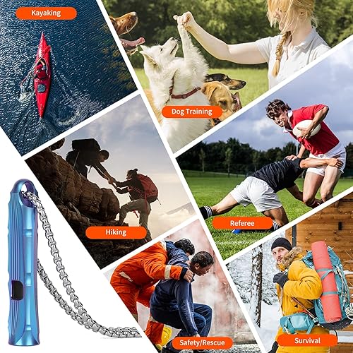 Miniatura 4 de Silbato de titanio de supervivencia de emergencia fuerte hasta 120 db para niños y mujeres, collar de silbatos de seguridad EDC para salvavidas,