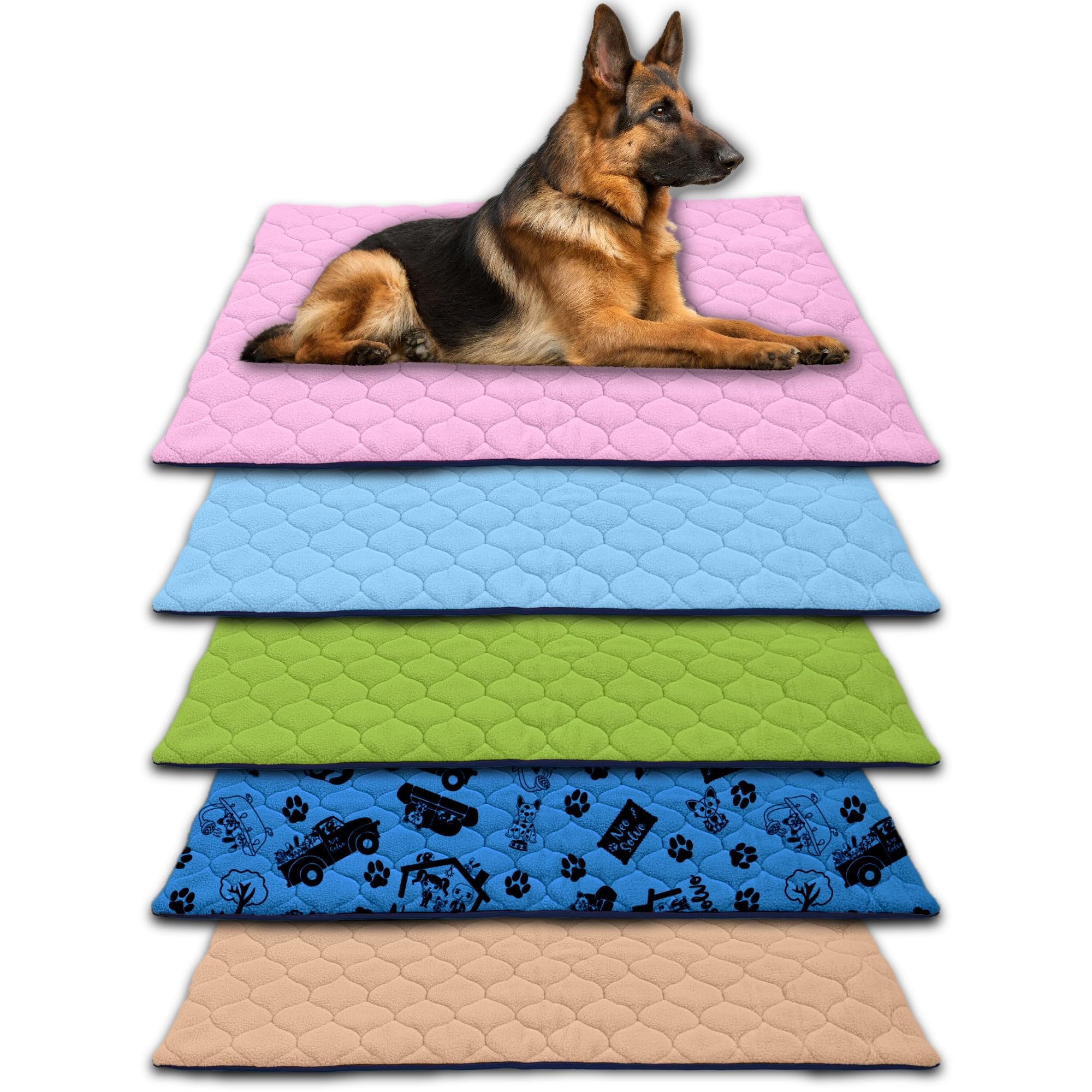 Tappetino impermeabile per cani - Facile da lavare e trasportare | 105 cm x 105 cm - Blu - Comodo - Lavabile in lavatrice - Protegge tutte le superfici - Adatto ai gatti