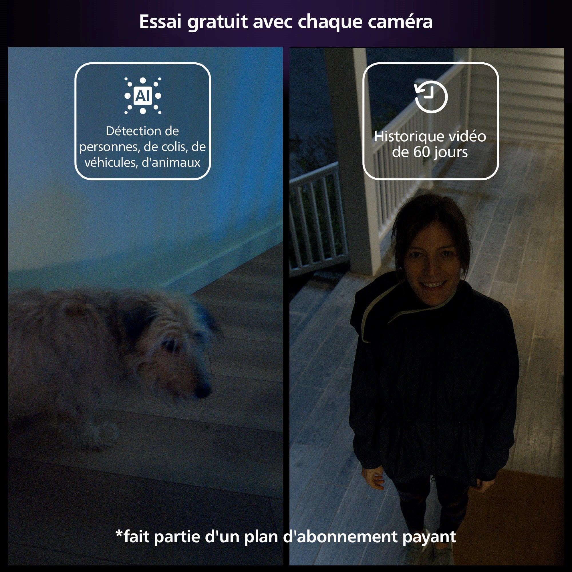 Philips Hue Secure, Caméra HD 1080P sans Fil, Utilisation intérieure ou extérieure, contrôle avec Une Seule Application, Blanc