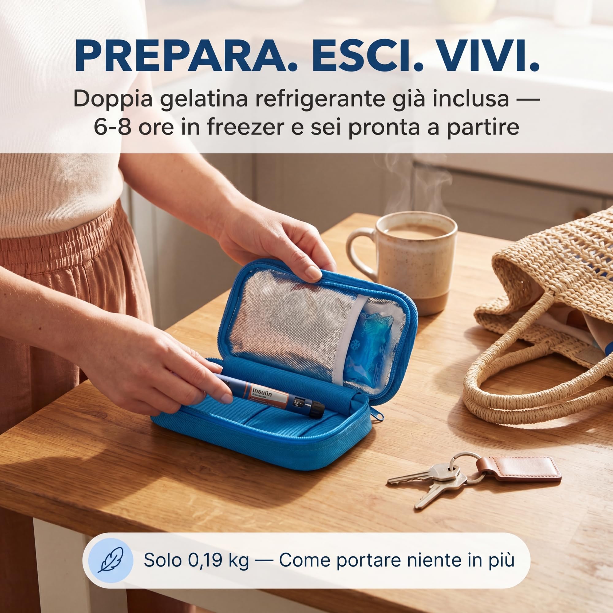 Borsa termica per Insulina con doppia Gelatina Refrigerante ad alto isolamento termico Borsa per Diabetici da Viaggio, Custodia Isotermica Trasporto Penne Insulina Compatta e Portatile per Estate Spia