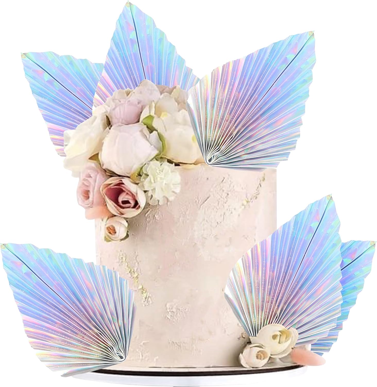 6 PCS Paper Palm Leaves Fan Cake Toppers Palm Leaf Fan Cake Picks Craft DIY Fan Cupcake Toppers Palm Spear Leaves Cake Decorations for Baby Shower Wedding Birthday Party Decor Supplies Colorful