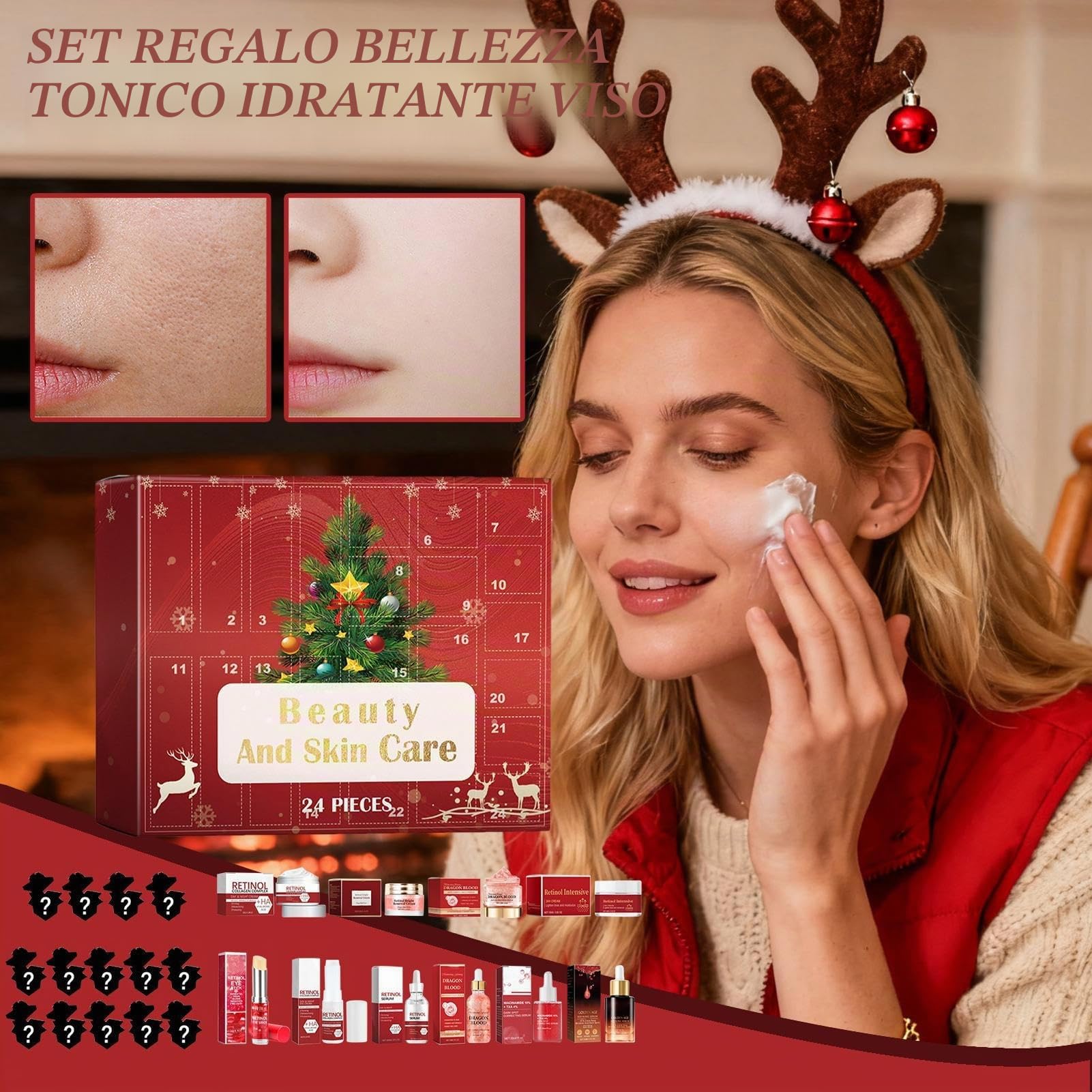 Calendario 'Avvento di Natale, set di creme per il viso per uomo/donna