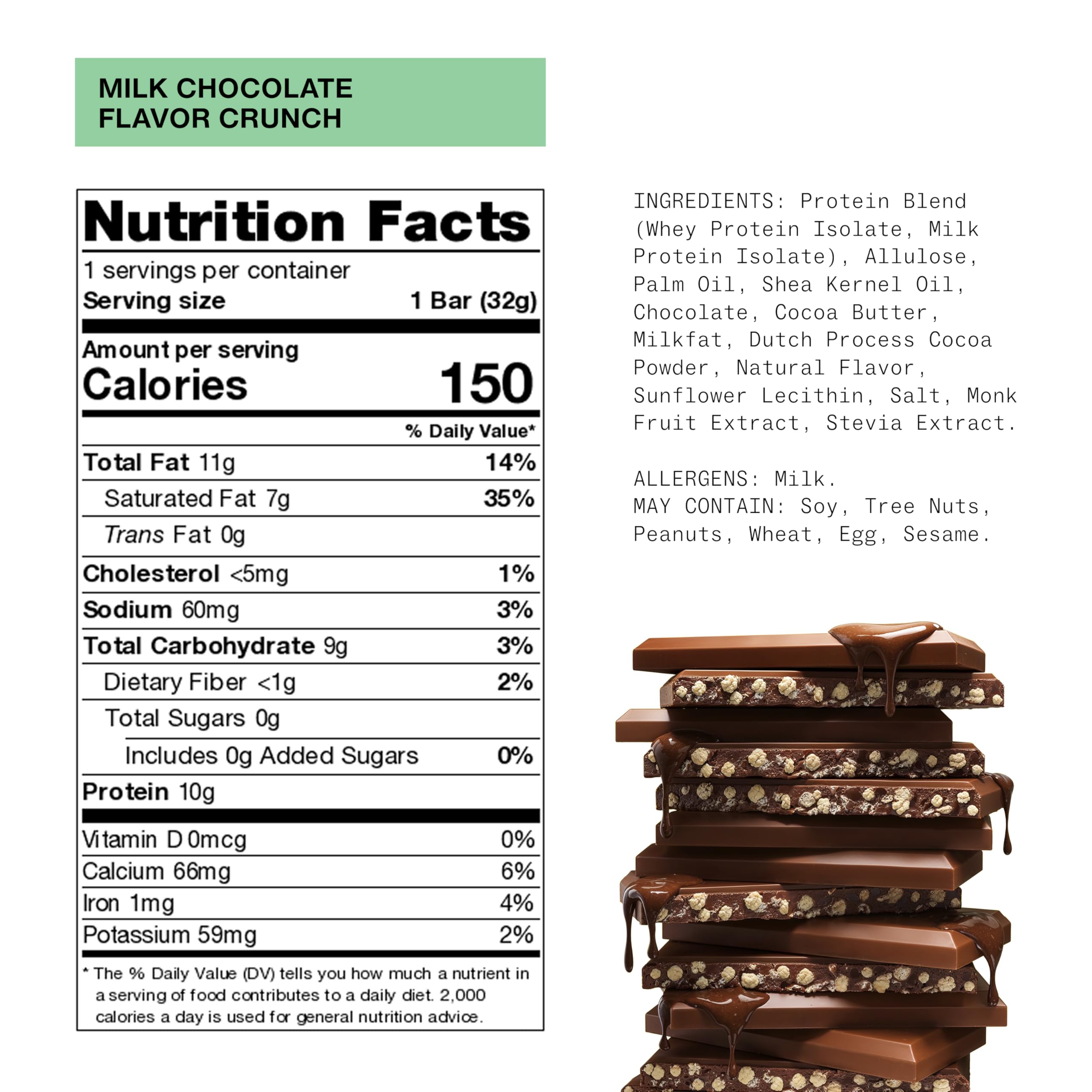 Hormbles Chormbles Protein Candy Bars Classic Milk 10g Protein 12 Pack | 0g Sugar 150 Calories Milk Chocolate with Crunchy Pieces Sugar Free Snack or Dessert 1.13 Oz Bars product thumbnail 5