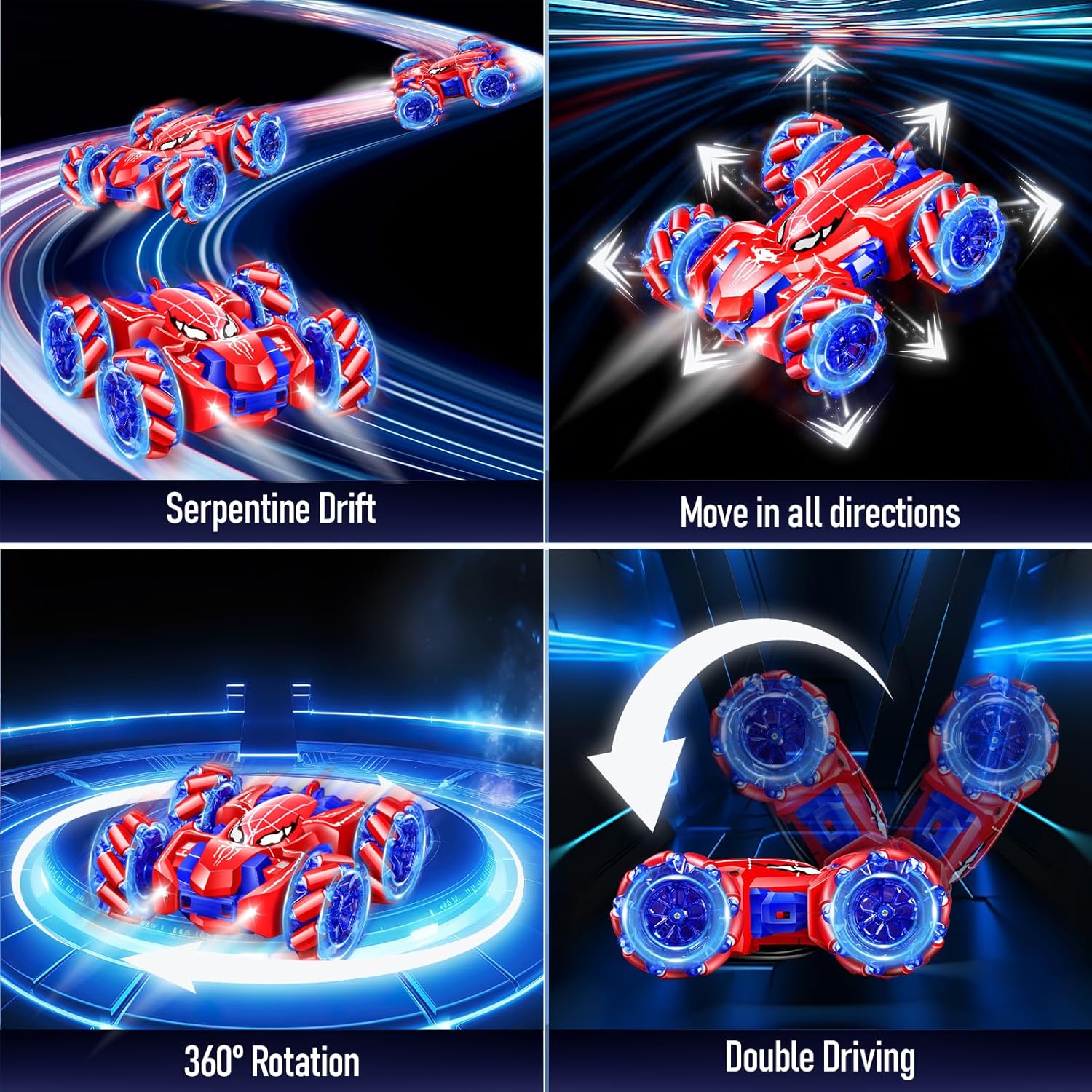 Spider Remote Control Car, Double Sided RC Cars with 360° Cool Rotation, 2.4 GHZ Rechargeable Stunt RC Cars, Remote Control Cars for Kids 4 5 6 7 8 9 10 11 12, Birthday/Valentine's Day Gifts for Kids