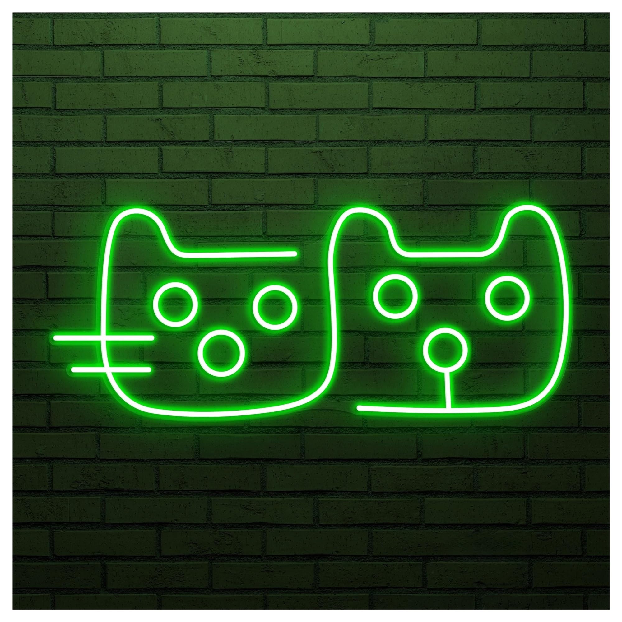 RONGCH Hanging Art Signs Double Cat Neon Sign, Suitable for Cafe Animal Shop Decor with Brightness Adjustable 45cm(Green)