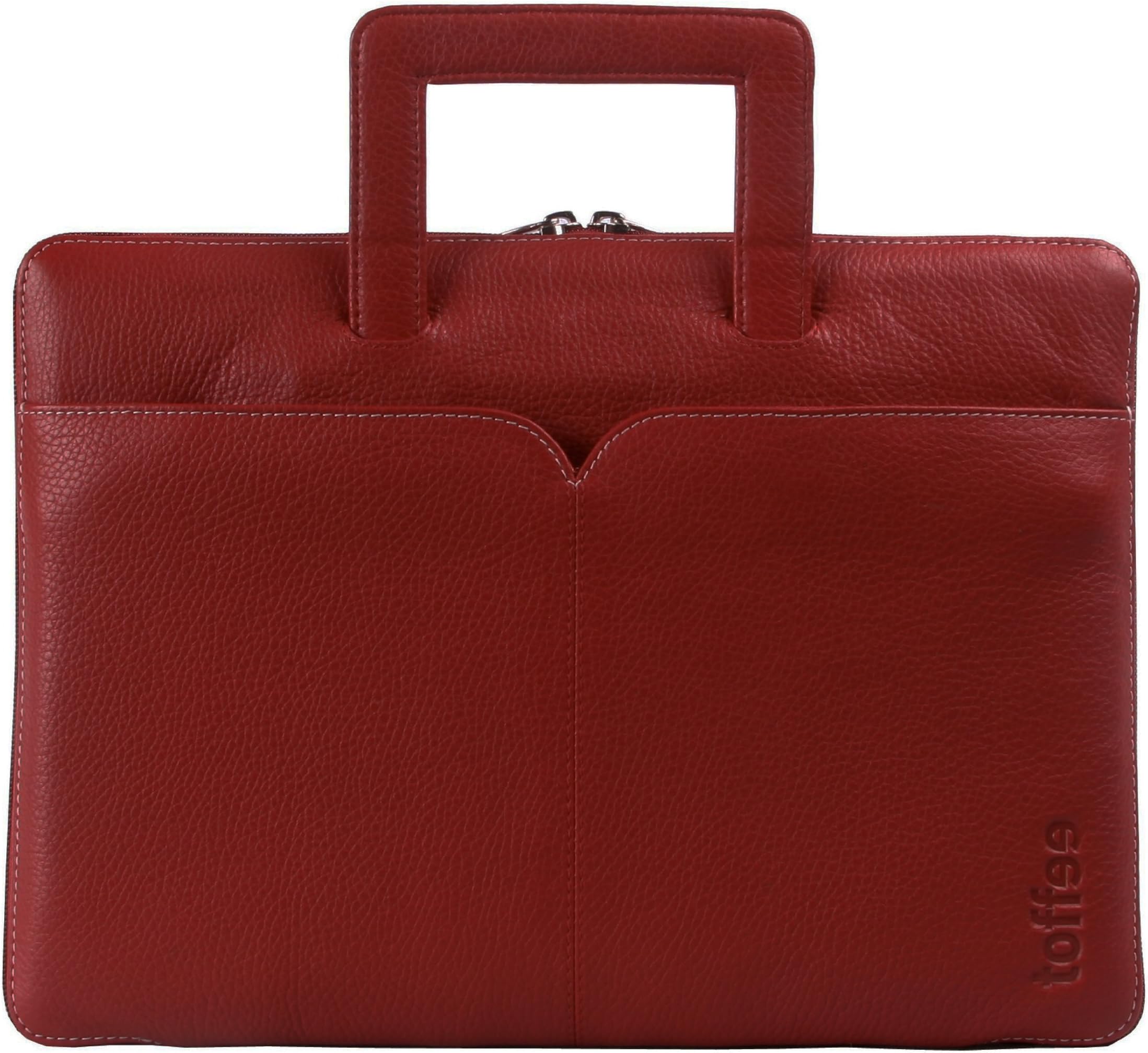 Toffee Leather Brief for Macbook Pro-Air 13.3-inch or some similar sized Ultra-Laptop-Notebooks (Red)
