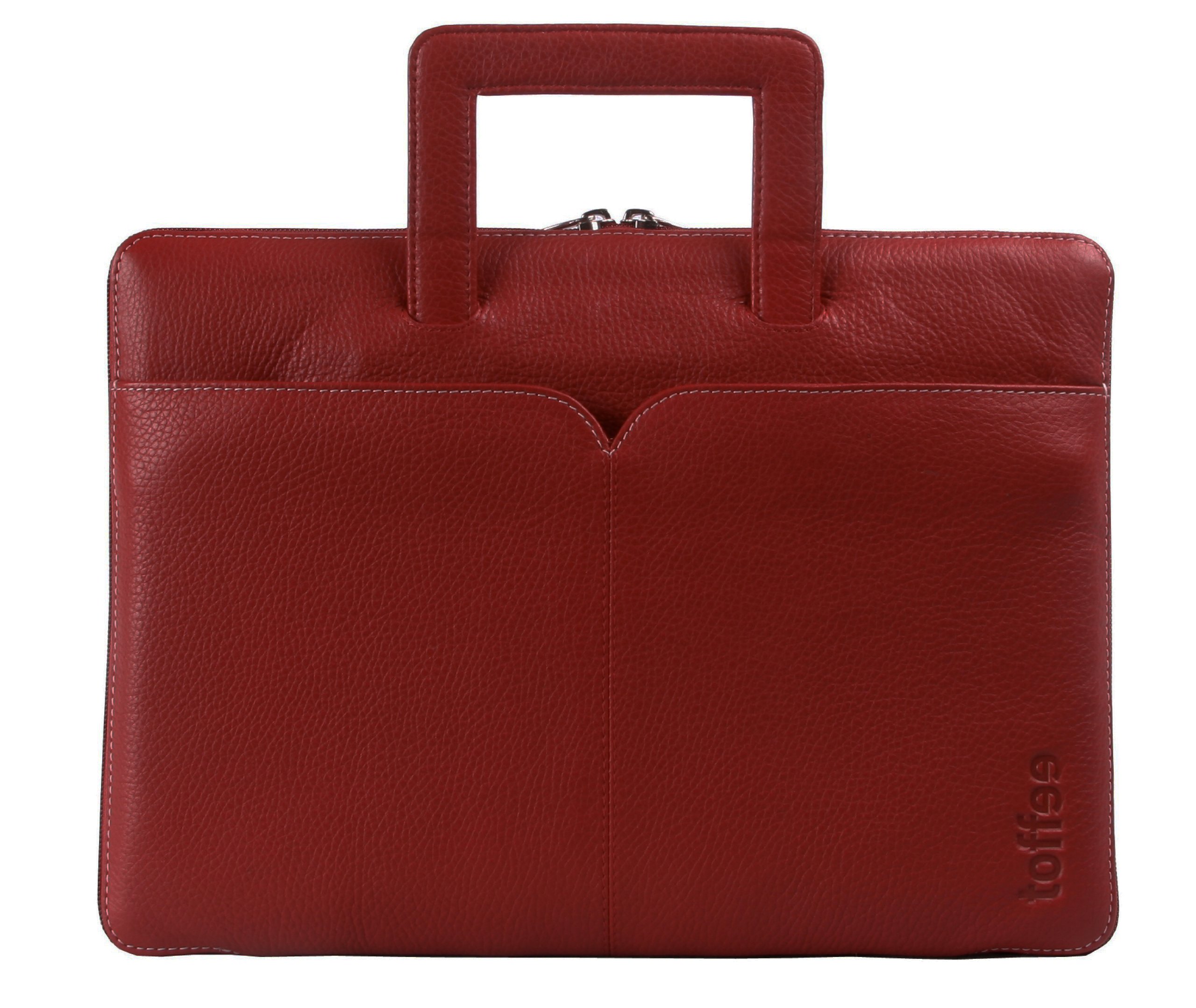 Toffee Leather Brief for Macbook Pro-Air 13.3-inch or some similar sized Ultra-Laptop-Notebooks (Red)