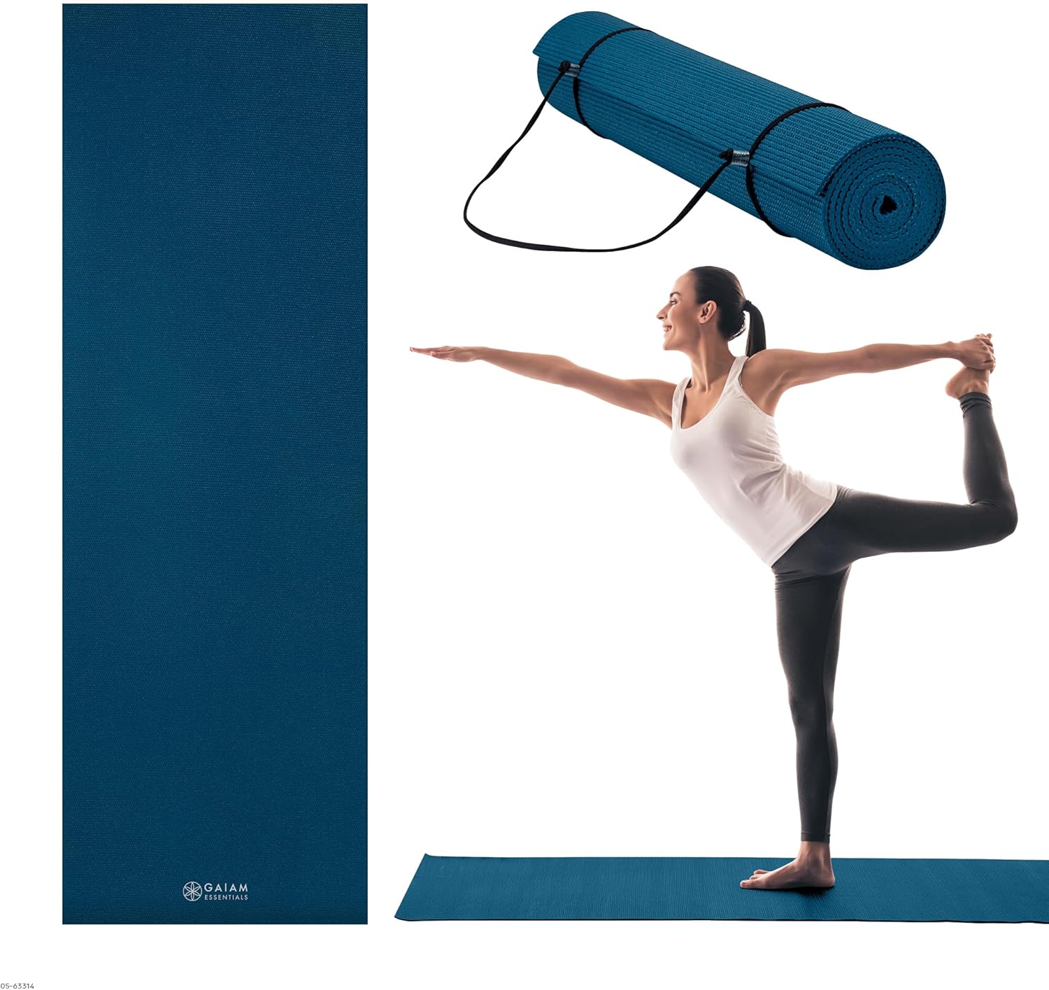 Gaiam Essentials Premium Yoga Mat with Yoga Mat Carrier Sling (72″L x 24″W x 1/4 Inch Thick)