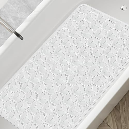 Miniatura 9 de WRISIN Tapete para bañera antideslizante con ventosas, tapete de baño 100% goma texturizado para seguridad en la bañera y la ducha, suave al tacto,