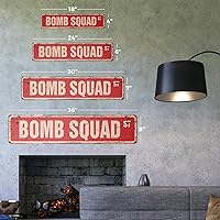 Vista 2 de Bomb Squad Vintage Plastic Street Sign Rescue Rap Disposal Army Military Indoor/Outdoor 24" Wide