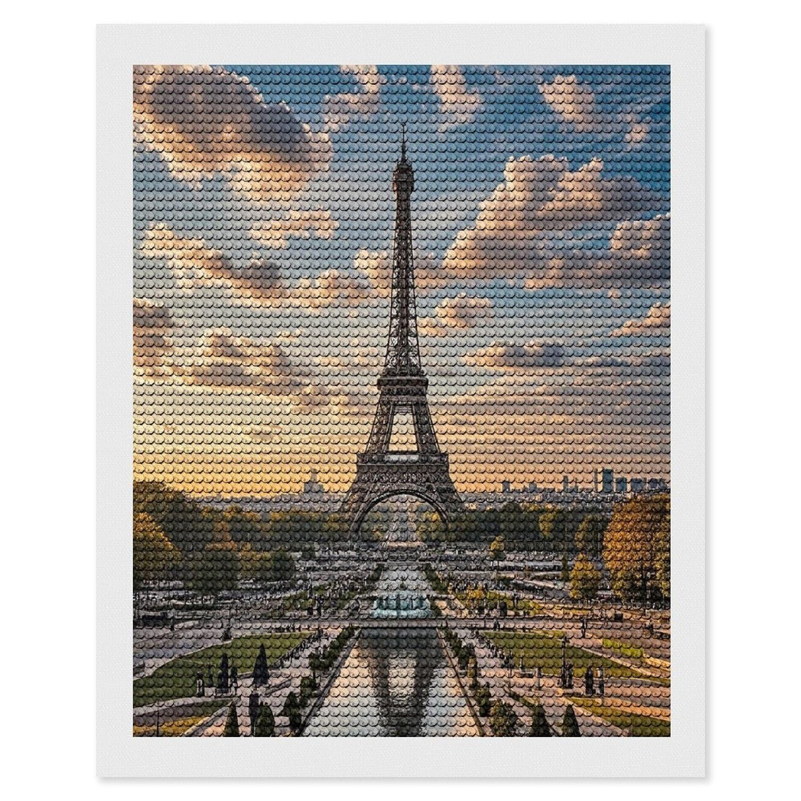 French Paris Tour Eiffel Tower Diamond Painting Kits for Adults Full Round Drill Diamond Art Kits for Beginners 5D DIY Diamond Dots Paintings Diamonds Pictures Gem Art Home Wall Decor 16"x20"