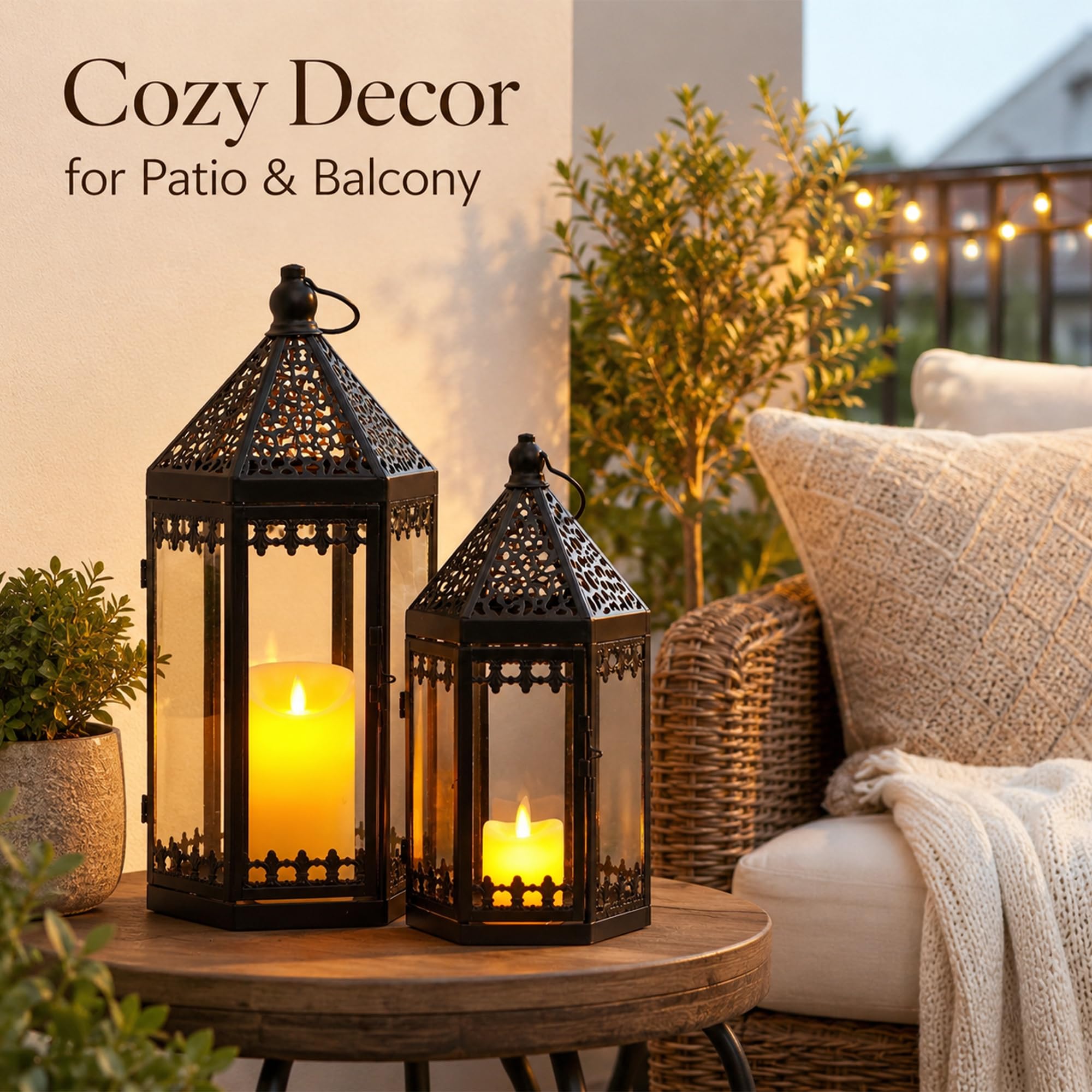TRIROCKS Set di 2 Lanterne Decorative per Candele