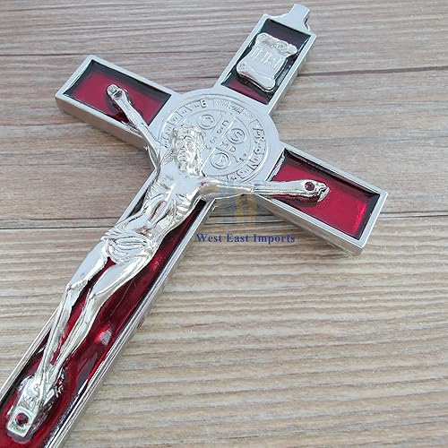 Miniatura 5 de WE San Benito - Crucifijo de pared esmaltado rojo para decoración religiosa de pared de 7.5 pulgadas