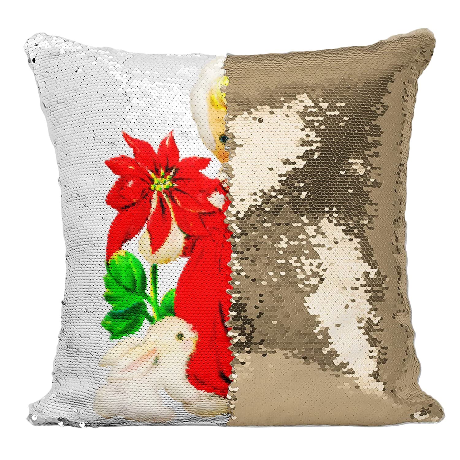 Coussin Lapin Mignon de Noel Vintage sur le Canapé du Salon pour une Ambiance de Fête