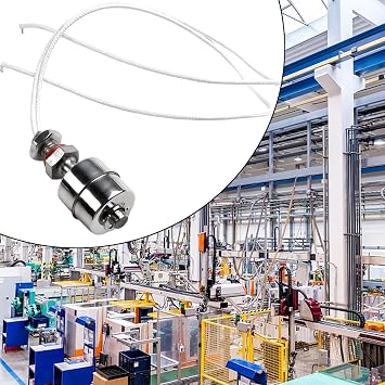 Stainless Steel Vertical Water Level Sensor Float Switch, 100V Dc 0.5A, Sus304 Material, 61Mm Length With 350Mm Cable, For Liquid Level Control In Water Treatment