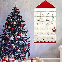 Vista 3 de JapanAmStore - Calendario de Adviento navideño con bolsillos, bolsa para colgar en la pared para el hogar, decoración de cuenta regresiva de Navidad