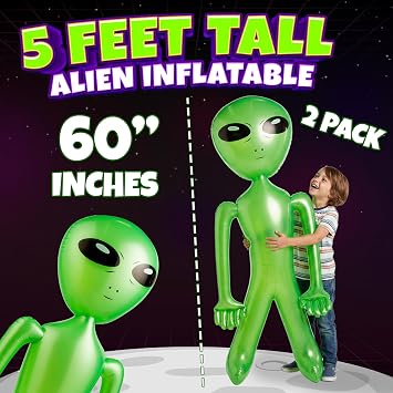 Bedwina 60 Giant Inflatable Alien Halloween Decorations Blow Ups - 2 PK