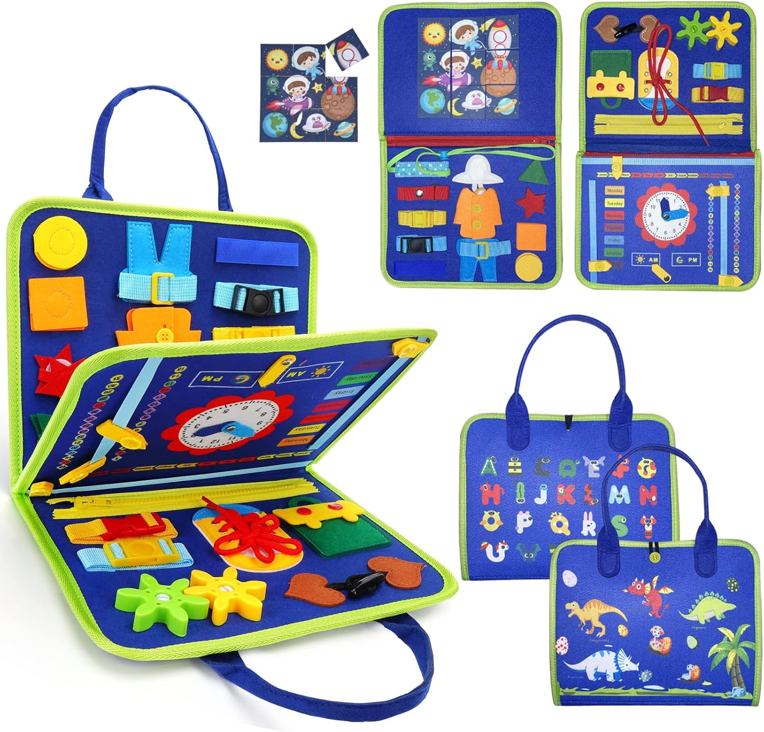 Busy Board for Toddlers 6 Pages, Montessori Toys Busy Book