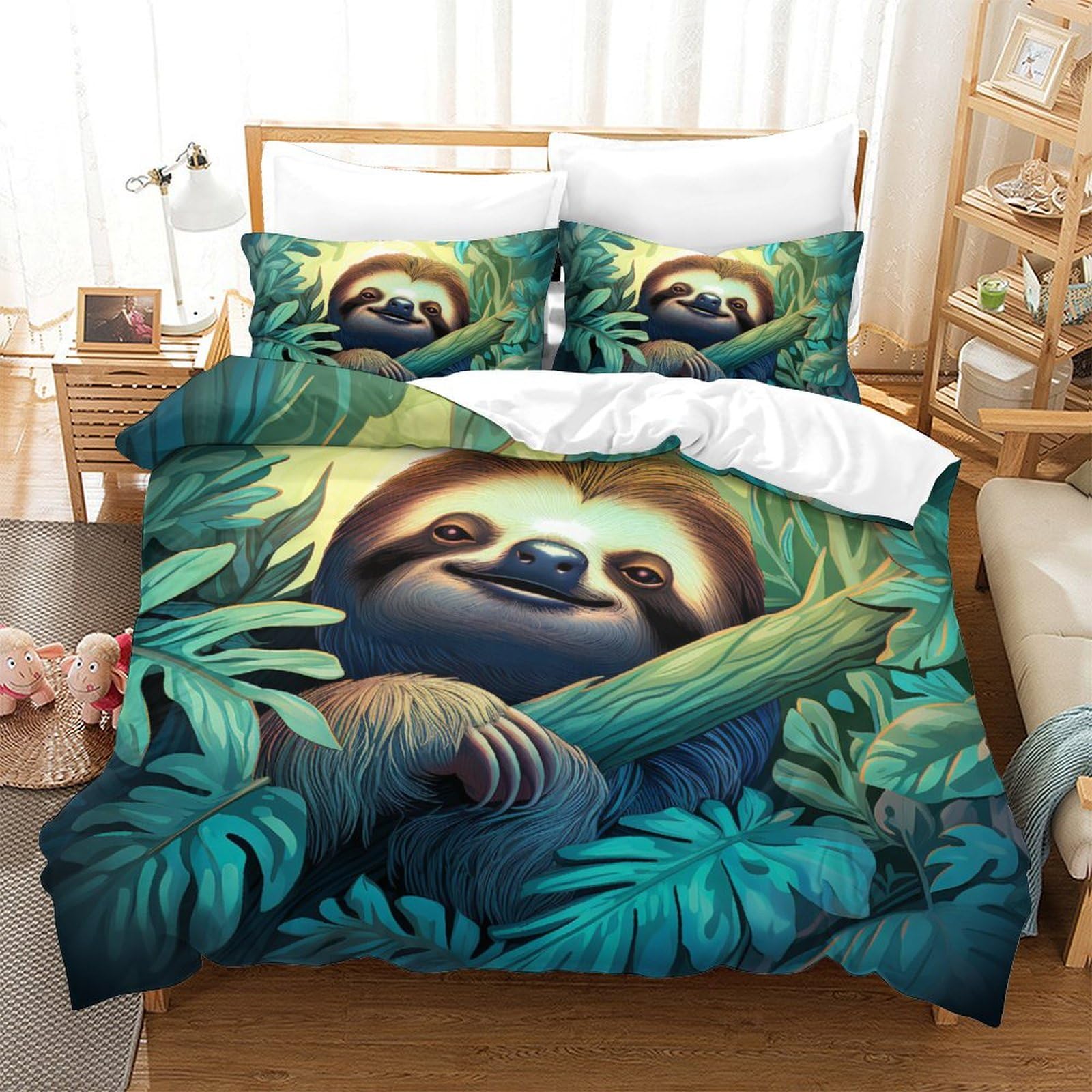 Housse de couette 200x200 microfibre imprimée en 3D avec taie d'oreiller douce